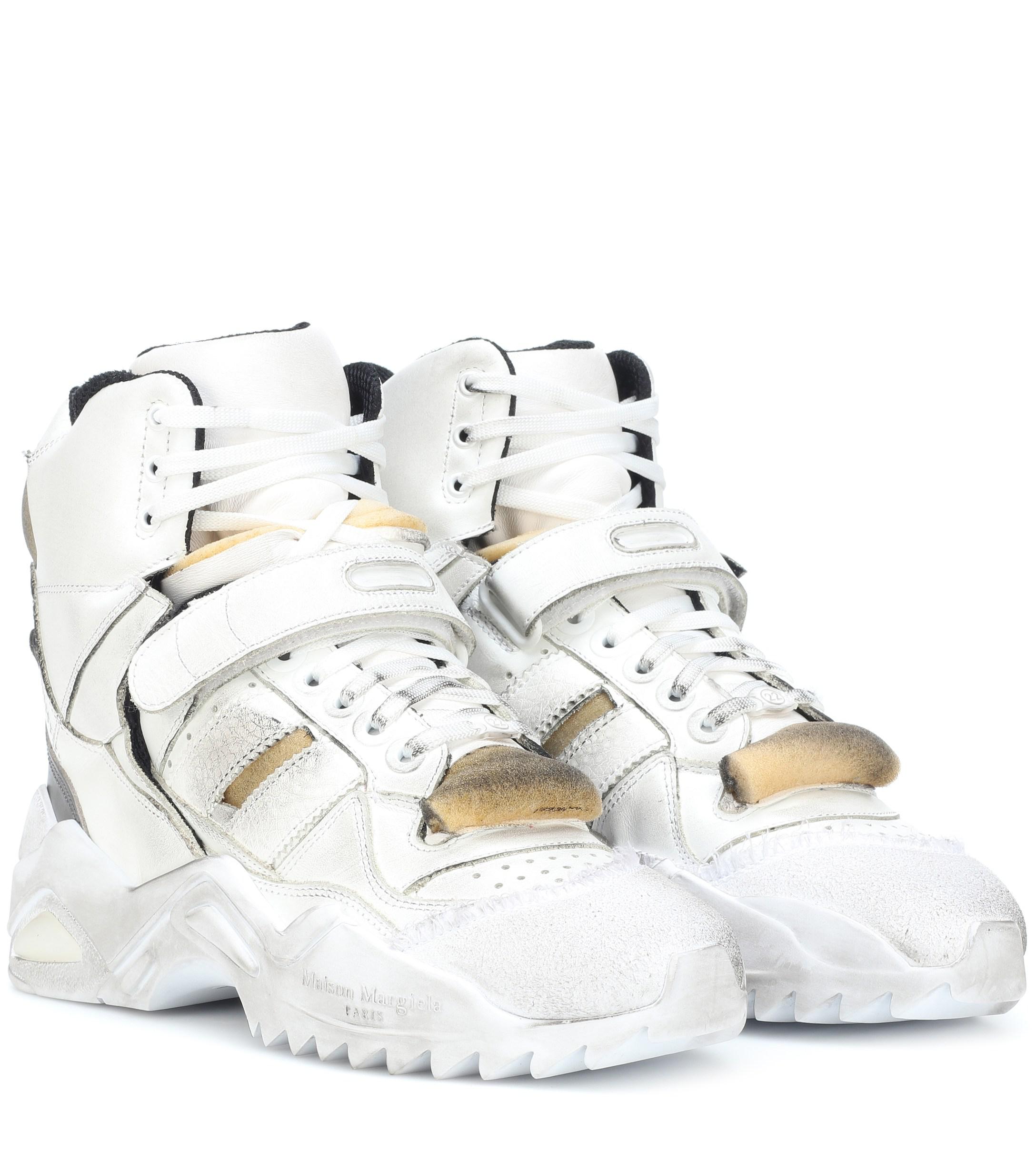 carefully Is crying Grape Maison Margiela Retro Fit Leather High-top Sneakers in White | Lyst