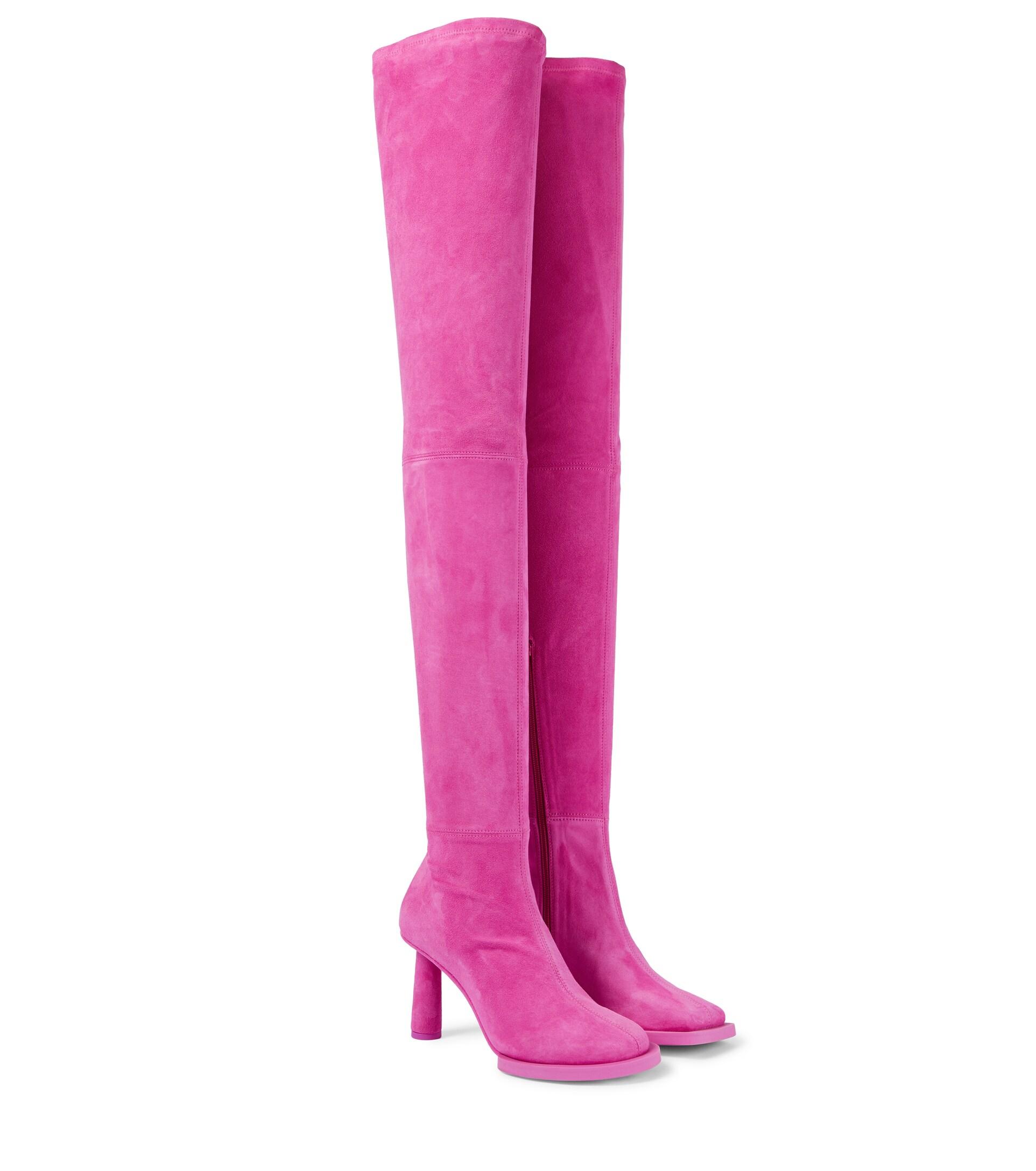 Jacquemus Les Bottes Carré Rond Suede Boots in Pink | Lyst