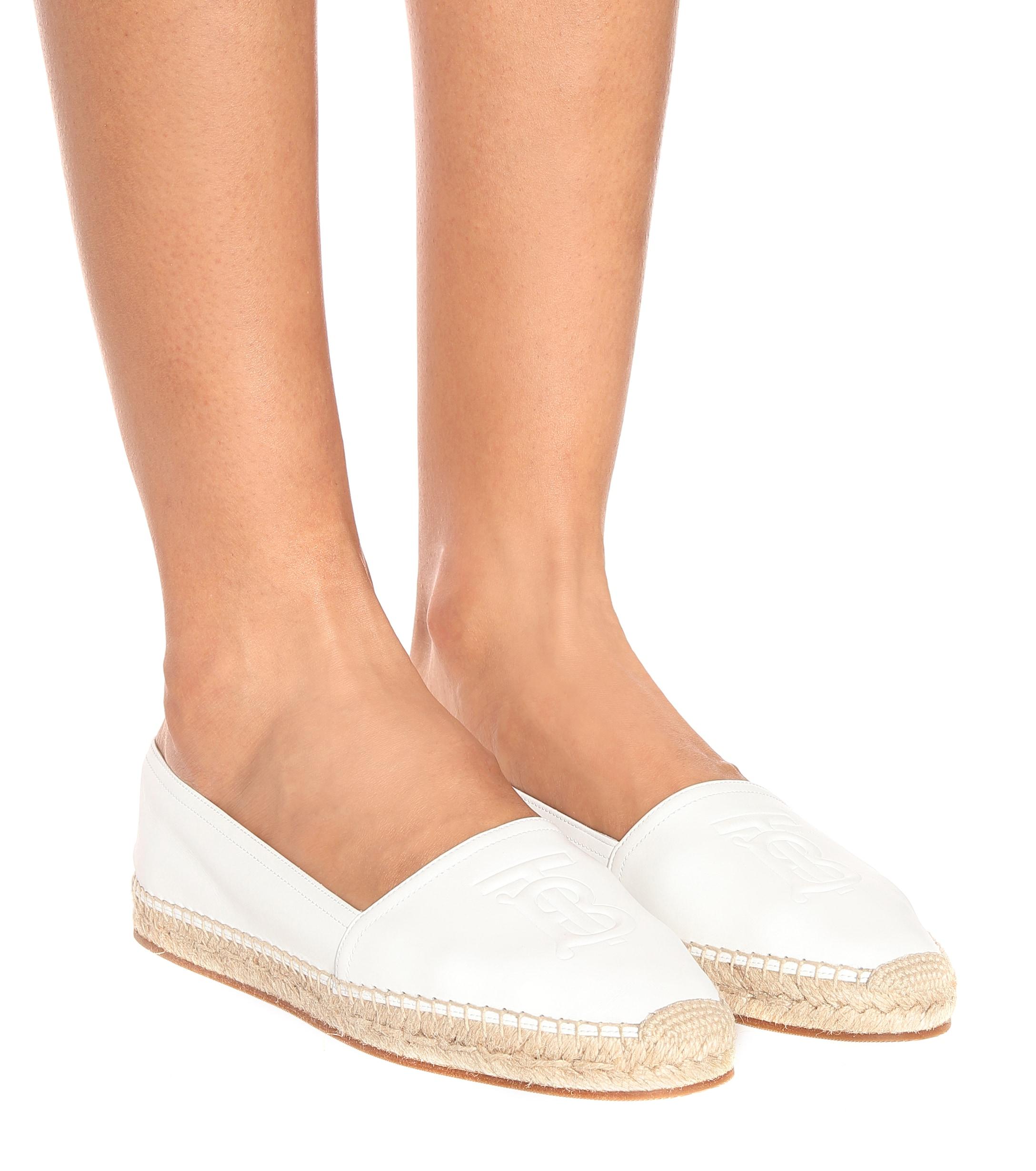 Burberry Leather Espadrilles in White - Lyst