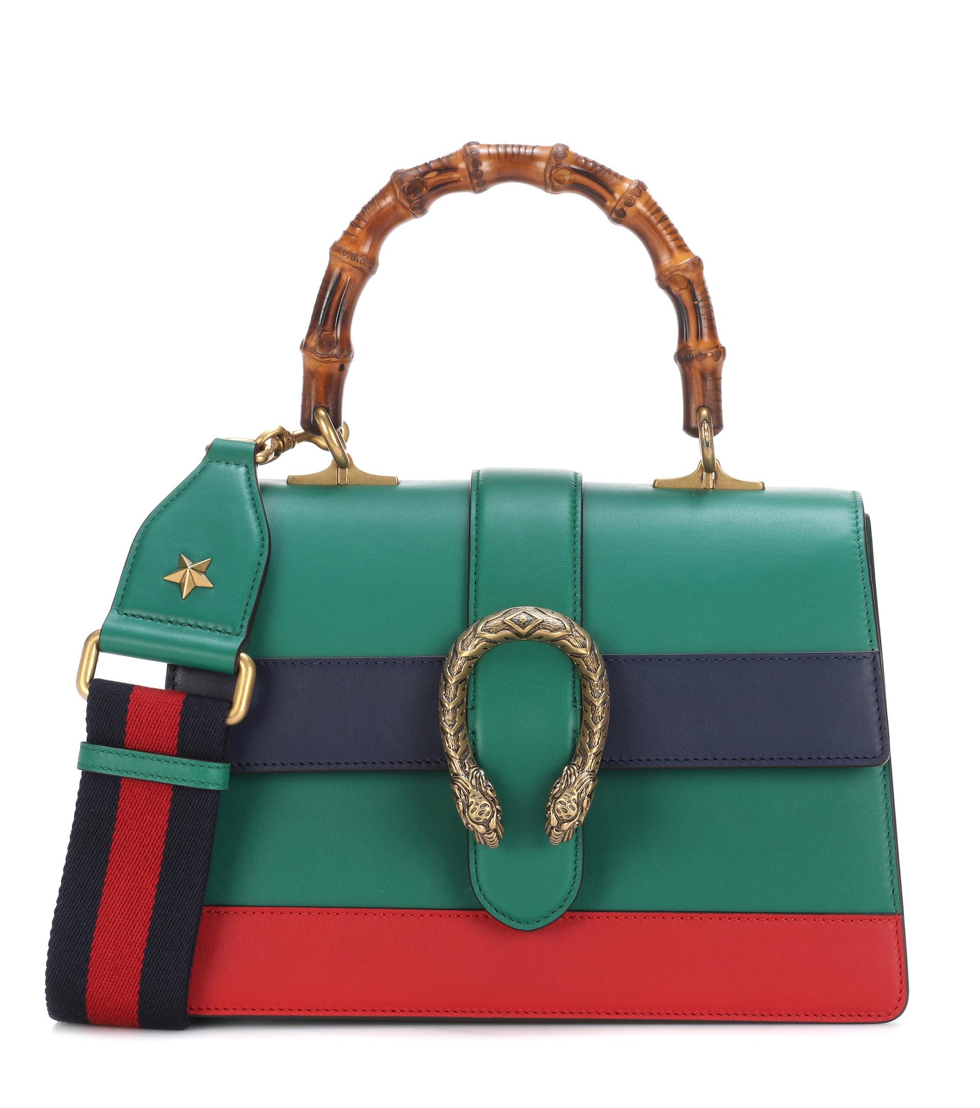 Gucci Dionysus Bamboo Medium Leather Shoulder Bag in Green - Lyst