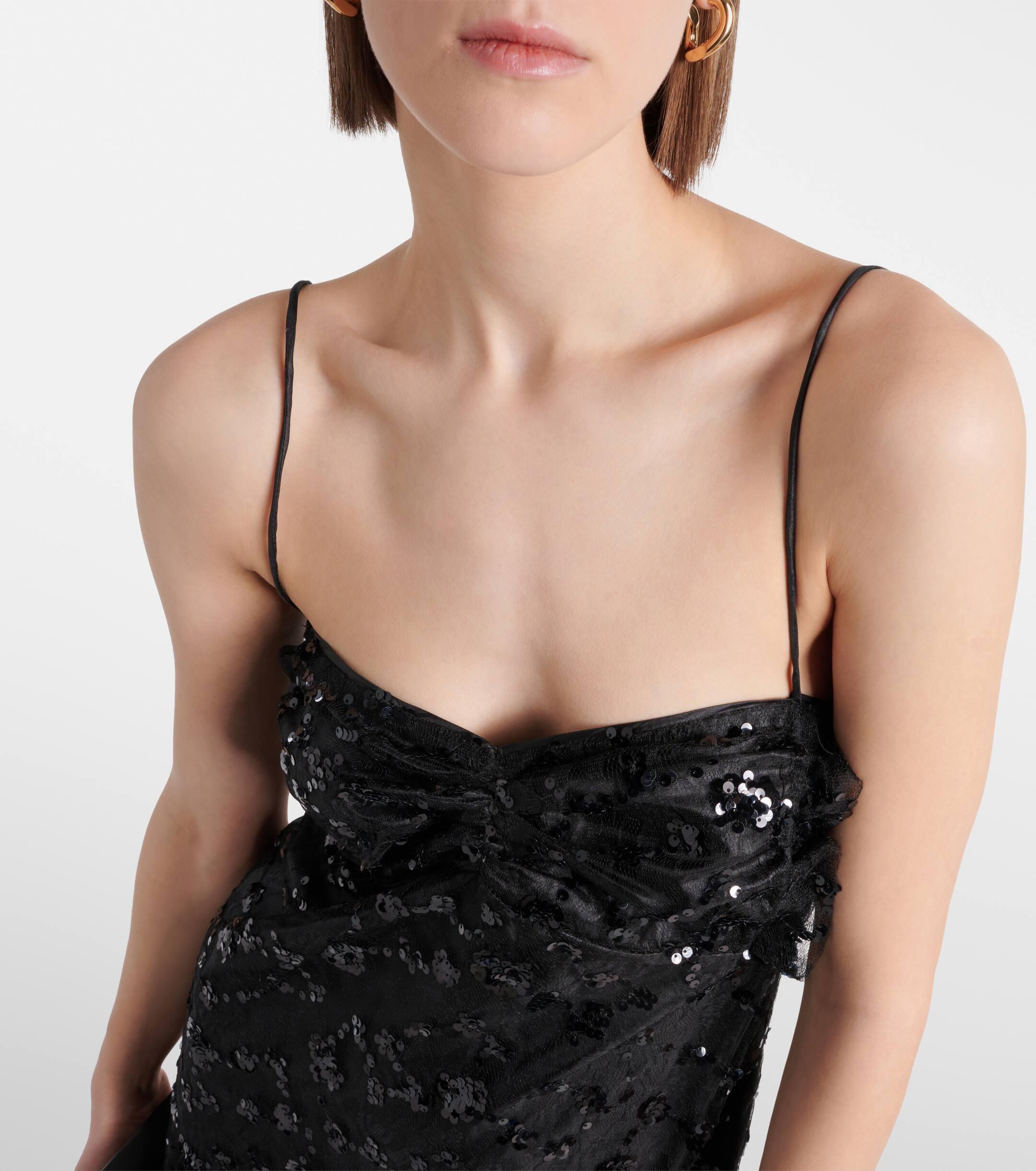 Ganni Sequined Lace Minidress in Black Lyst UK