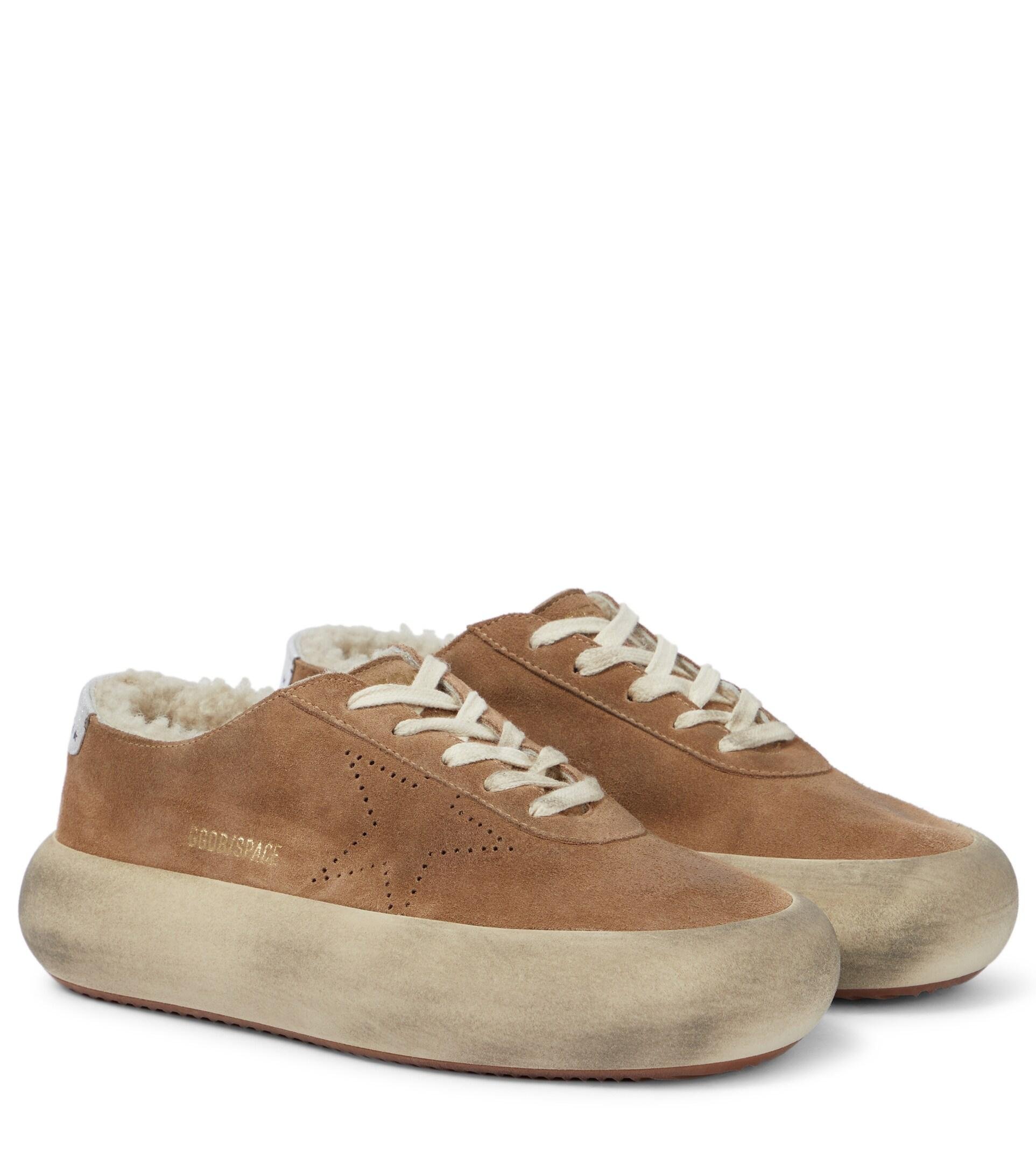 Golden Goose Space Star Shearling-lined Sneakers in Brown | Lyst