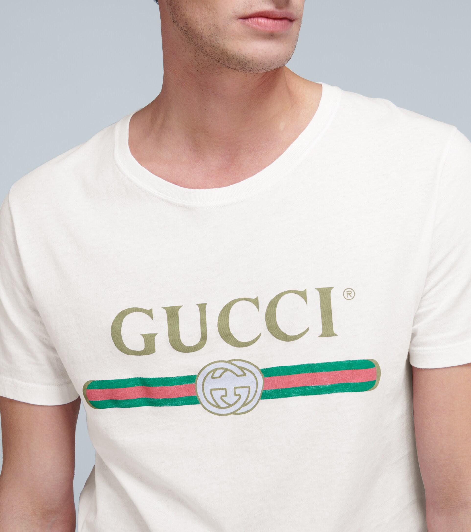 Gucci Oversized Cotton T-shirt With Logo in White for Men | Lyst