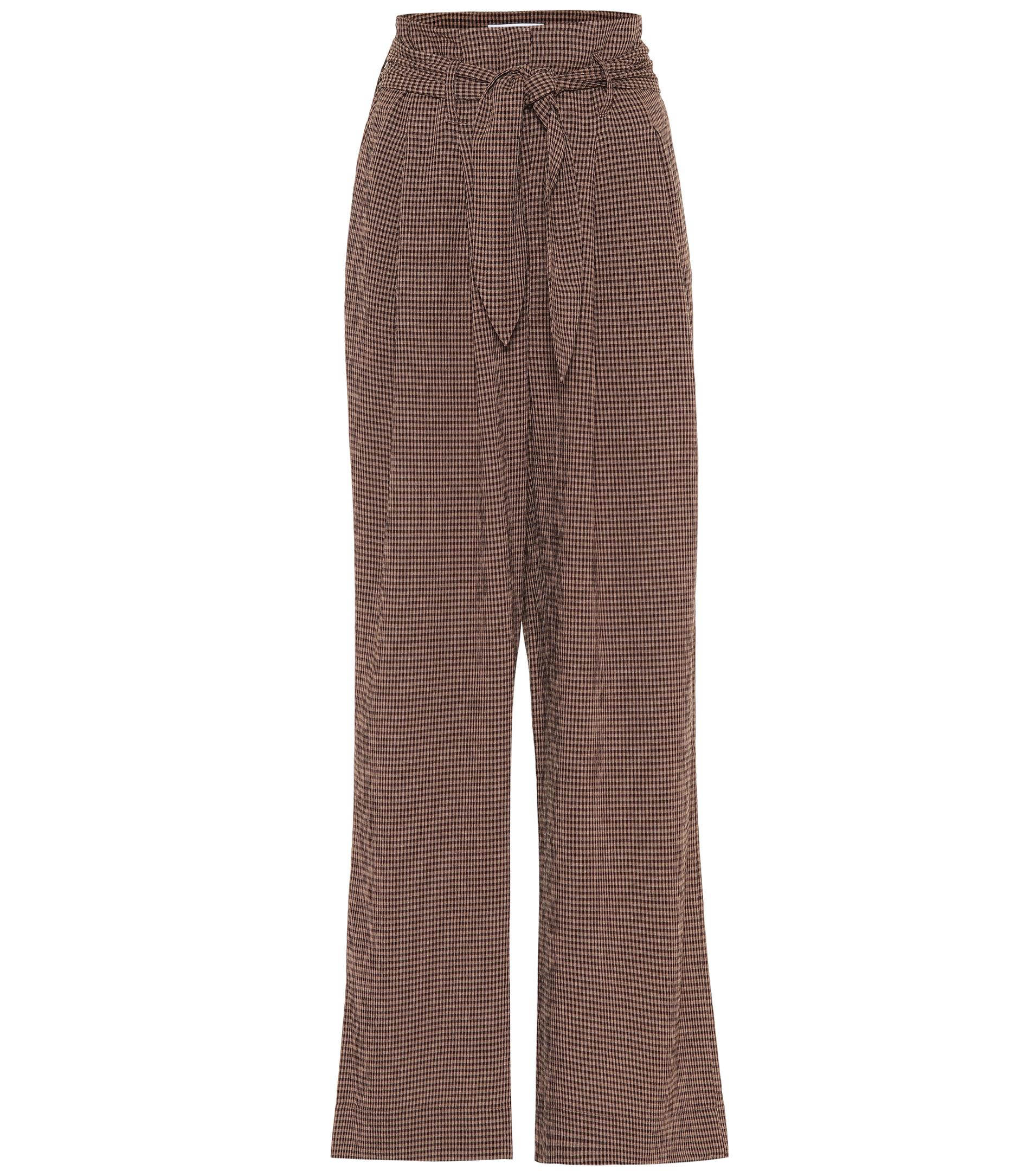 Nanushka Synthetic Nevada Checked Pants in Brown Check (Brown) - Lyst