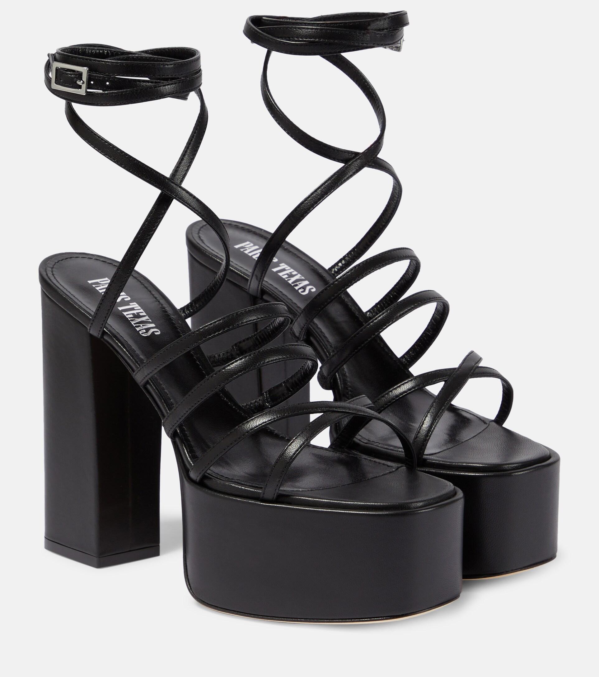 Paris Texas Evita Embellished Leather Sandals in Black | Lyst