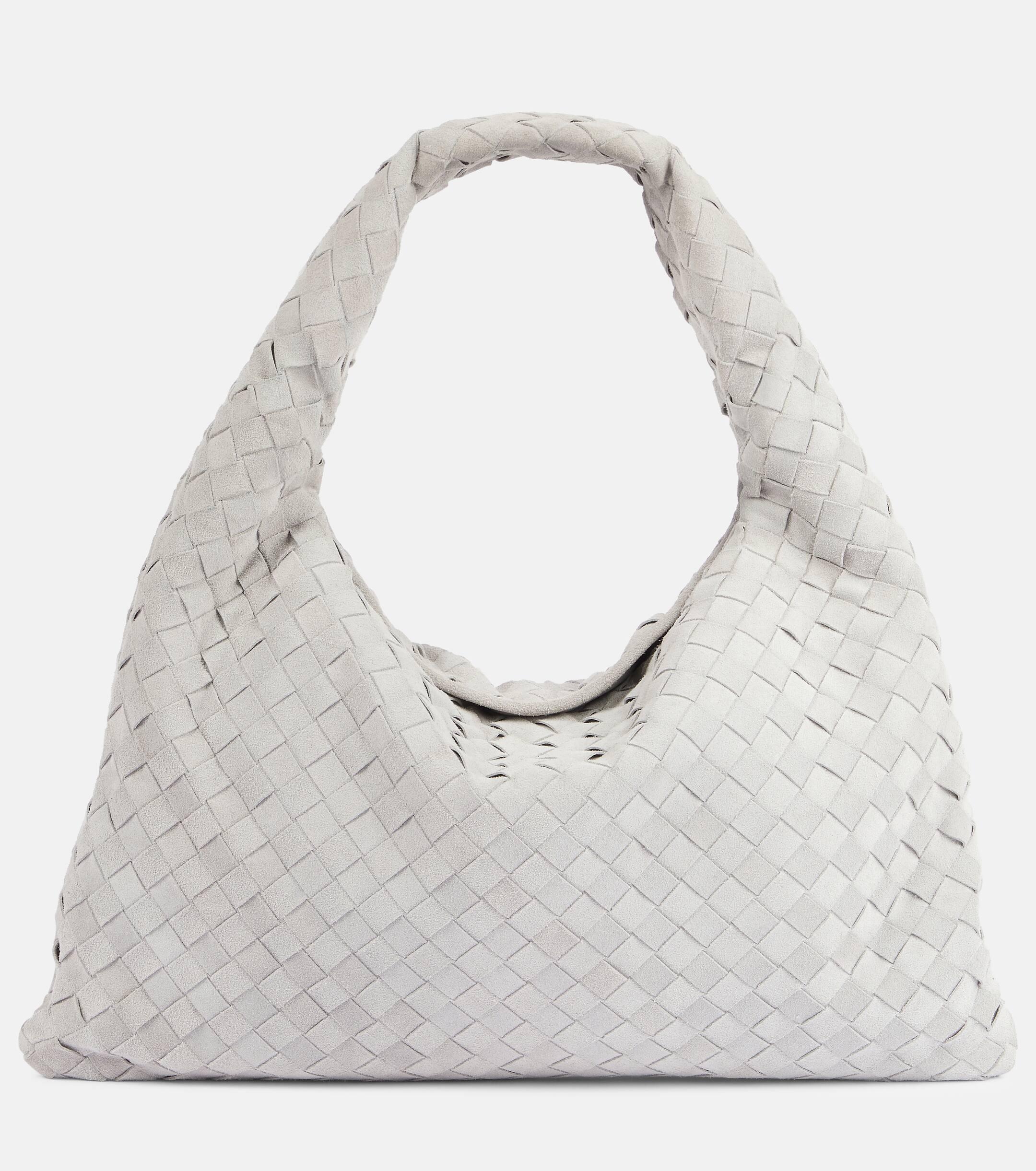 トートバッグ BOTTEGA VENETA Sand Suede Hop Shoulder Bag Hop Large Intrecciato suede shoulder bag in beige - Bottega