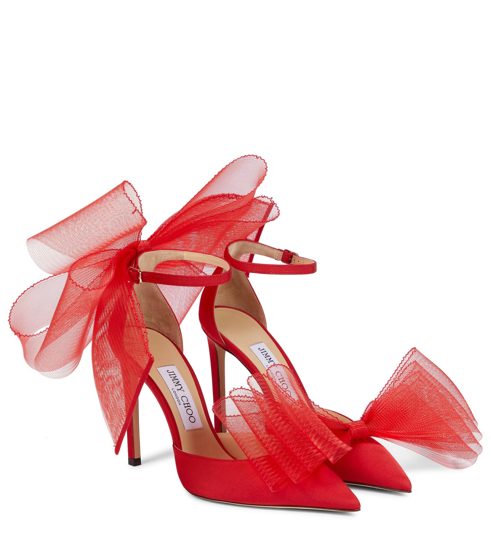 Jimmy Choo Averly 100 Bow-trimmed Pumps in Red | Lyst