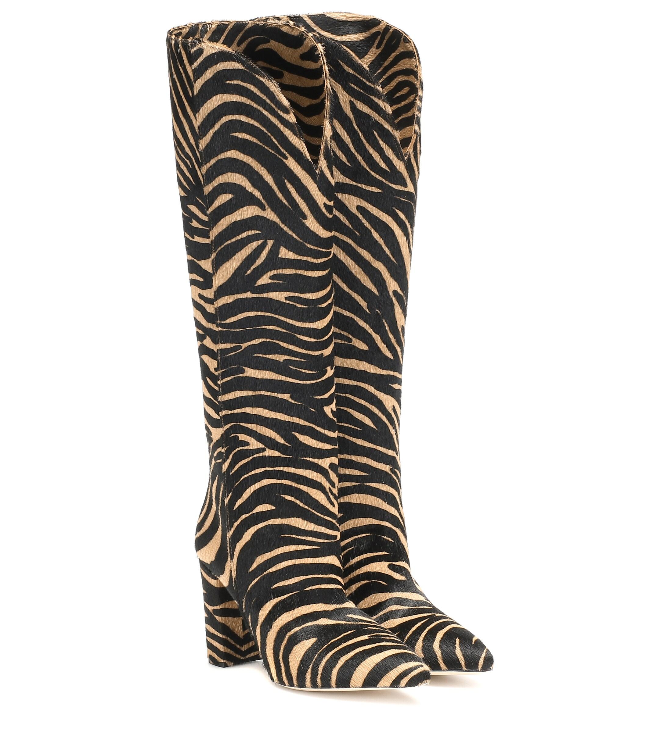 Paris Texas Zebra-print Suede Knee-high Boots in Beige (Natural) - Lyst