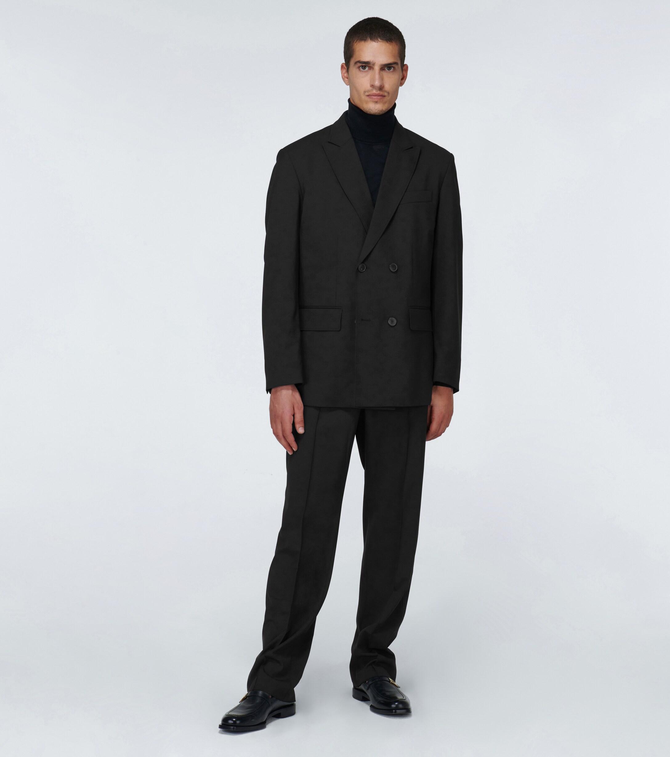 Valentino Double-breasted Wool-blend Blazer in Black for Men - Lyst