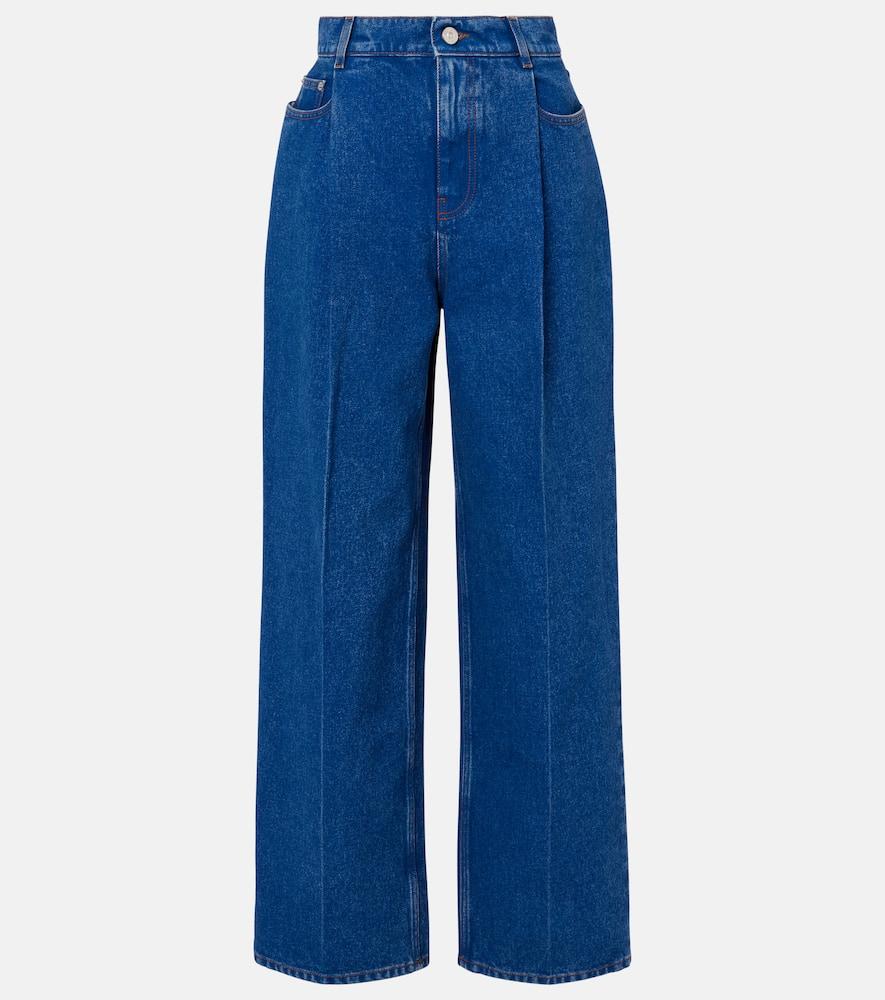 【春先に大活躍♪】MARNI Denim wide-leg jeans Light blue denim wide leg jeans with patch detail | Marni