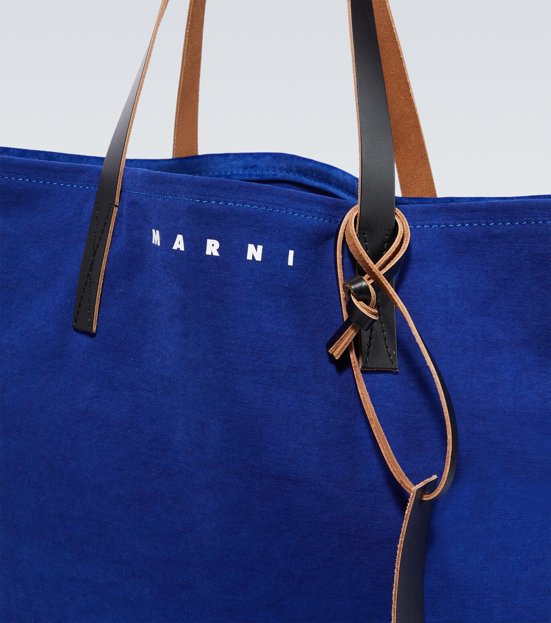 Marni Leather-trimmed Tote Bag in Blue for Men | Lyst