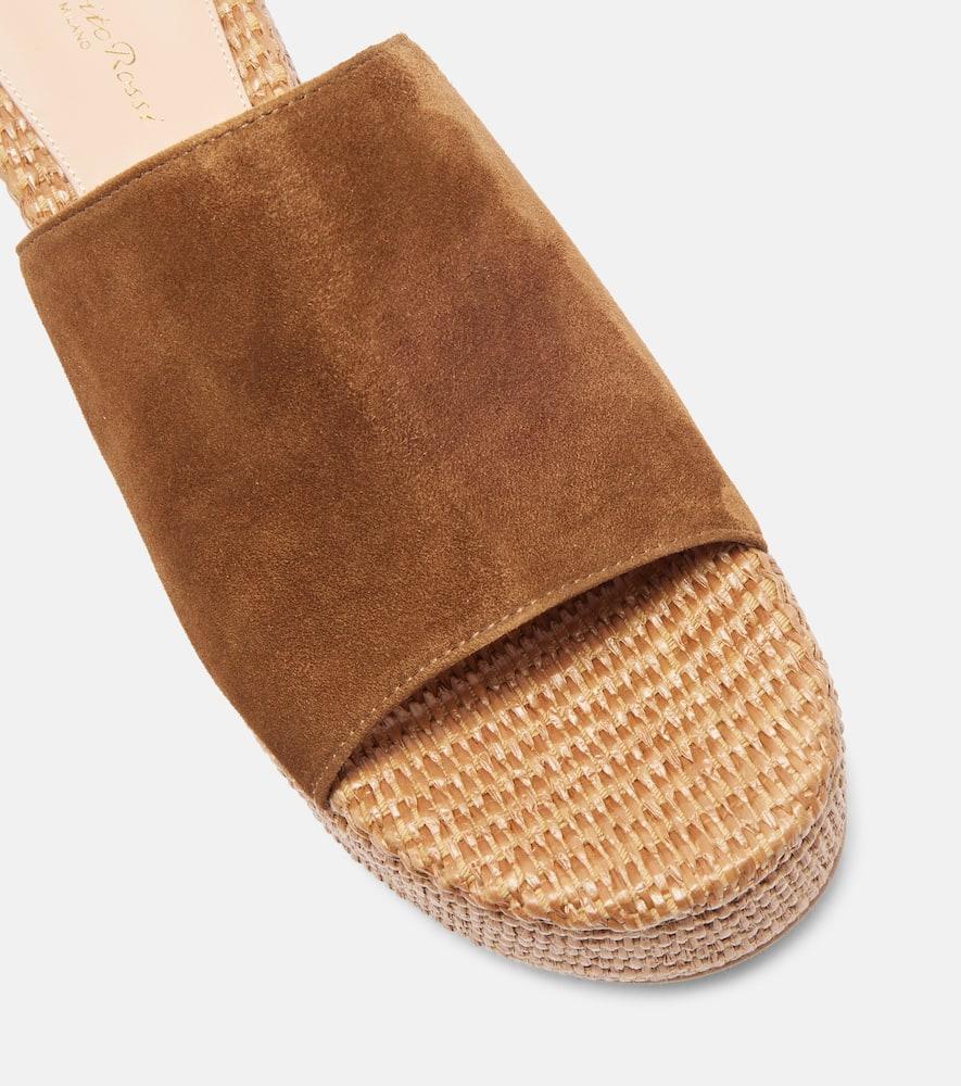 Gianvito Rossi Suede Platform Espadrille Mules in Brown Lyst Canada