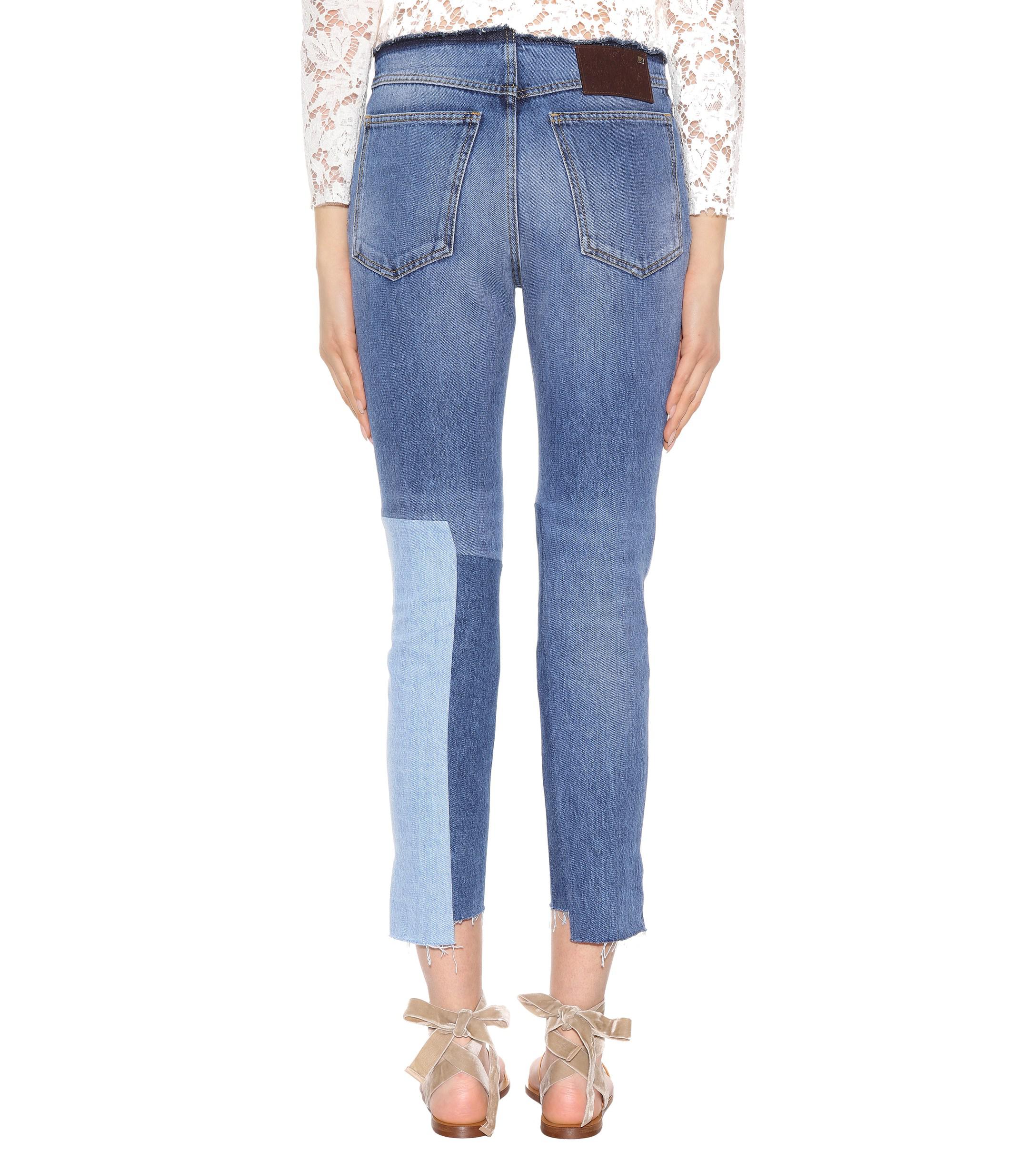 Valentino Denim Patchwork Jeans in Blue Save 40 Lyst
