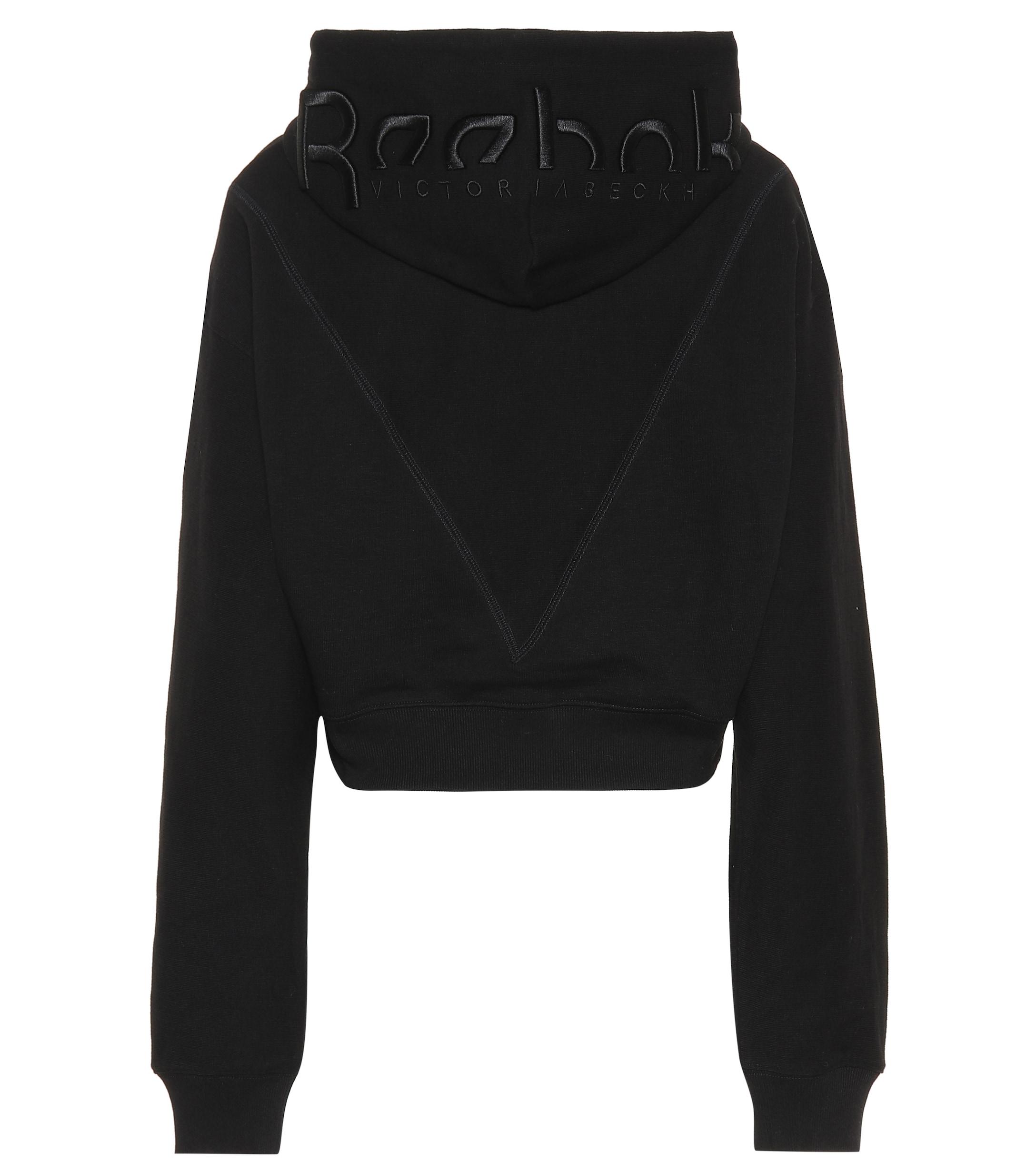 Reebok X Victoria Beckham Cropped Cotton Hoodie in Black - Lyst