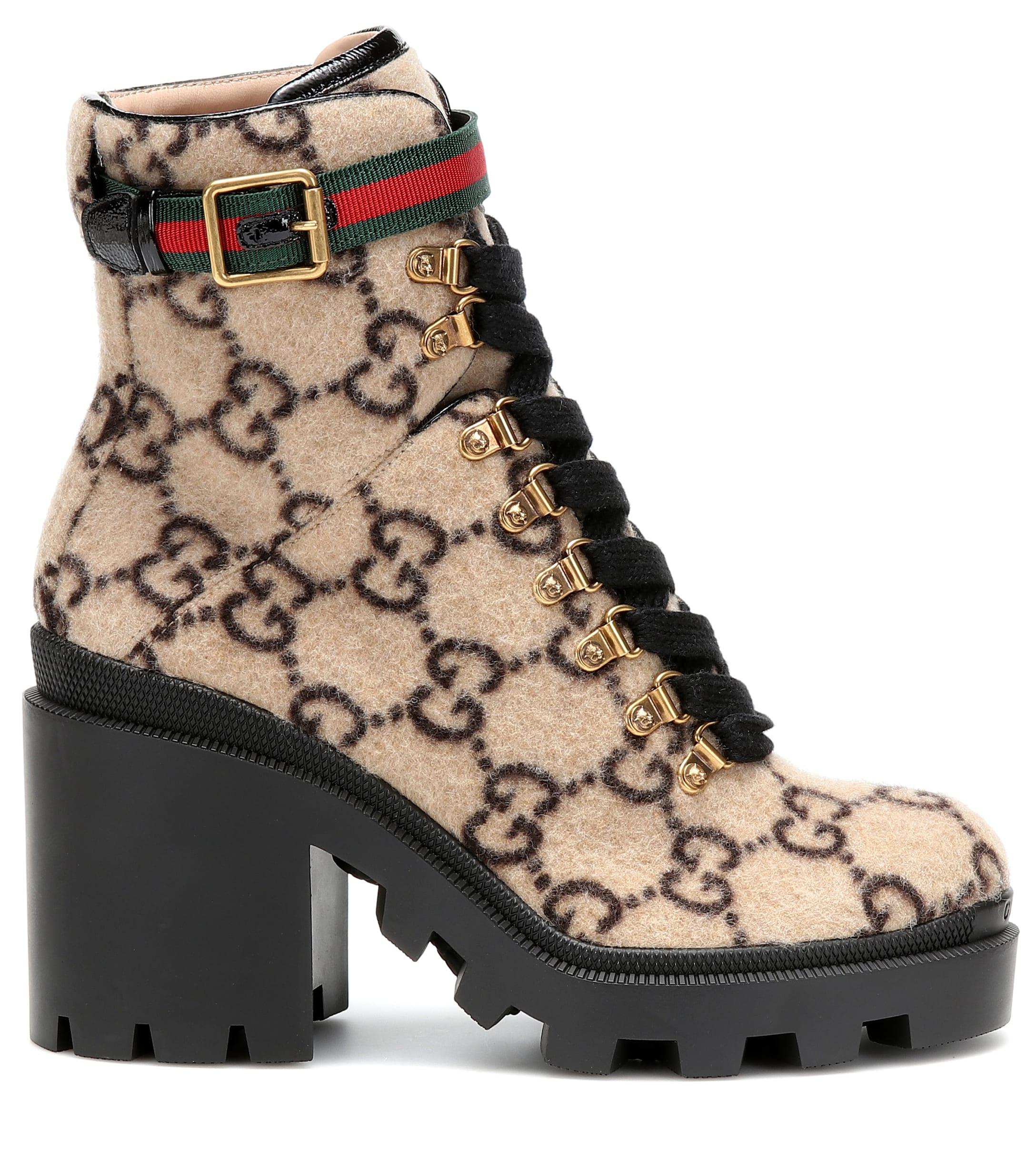 Gucci GG Wool Ankle Boot in Brown | Lyst Australia