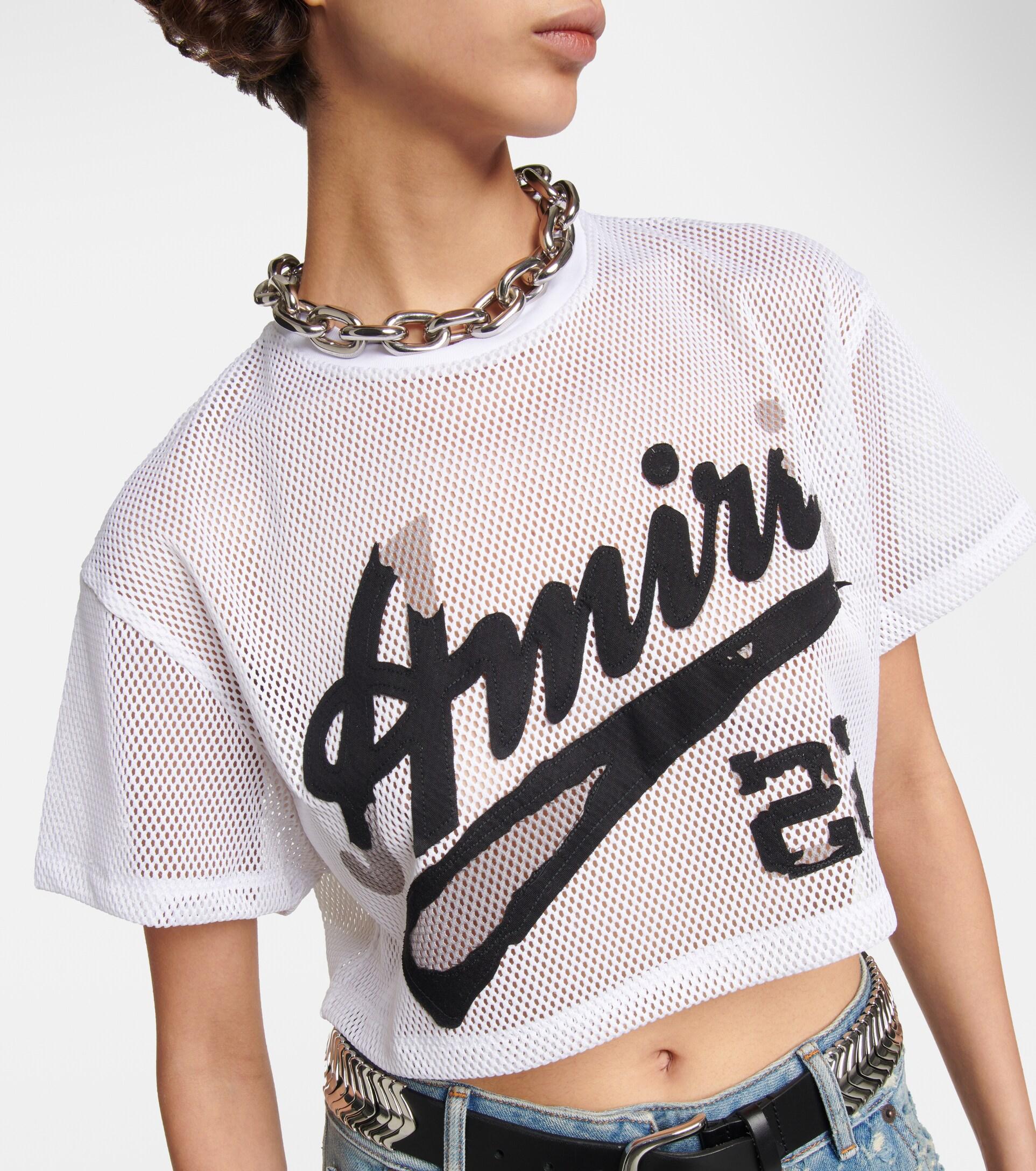 Logo Cotton Jersey Cropped T Shirt in White - Amiri