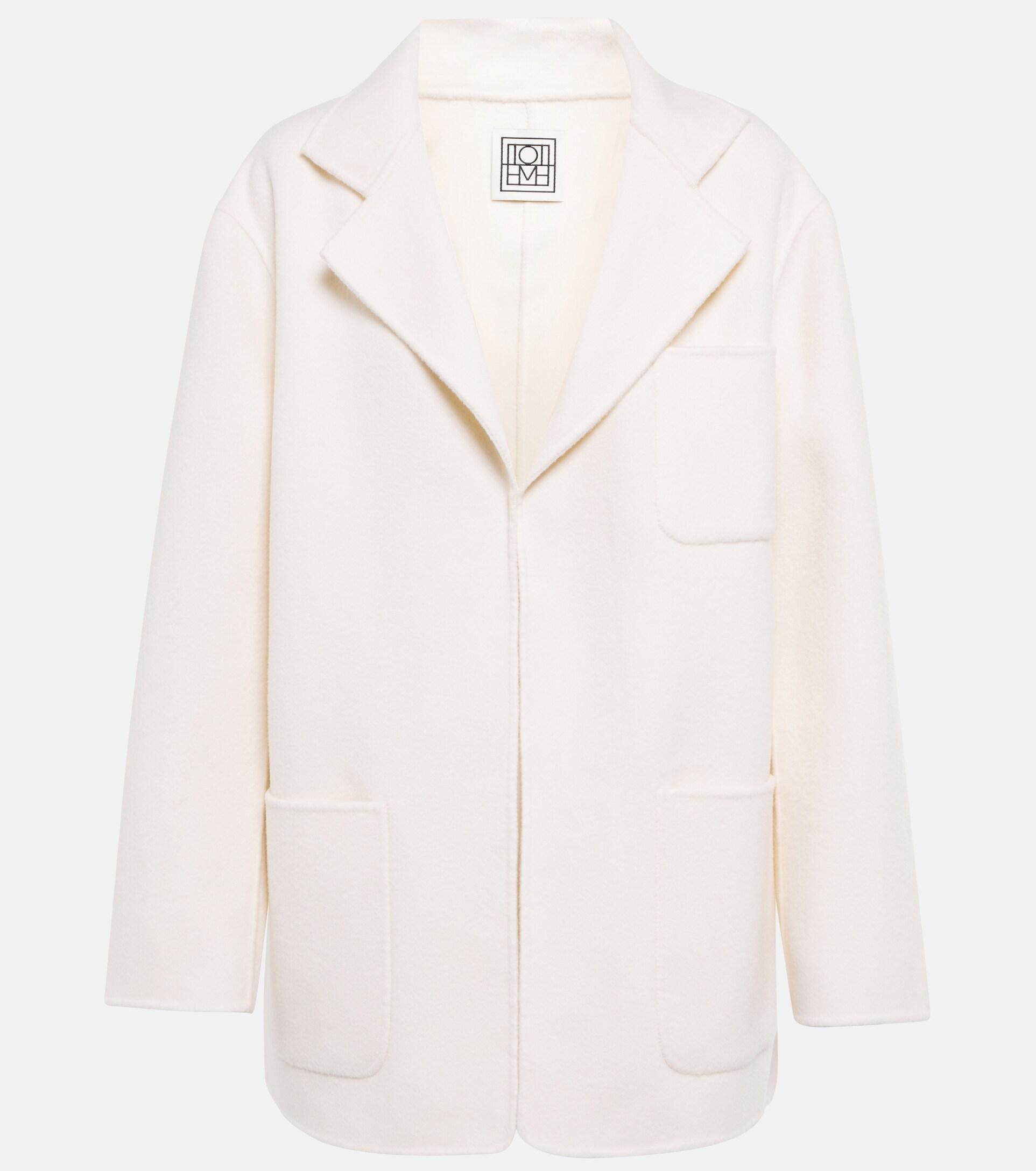 Totême Wool Double Jacket in White | Lyst