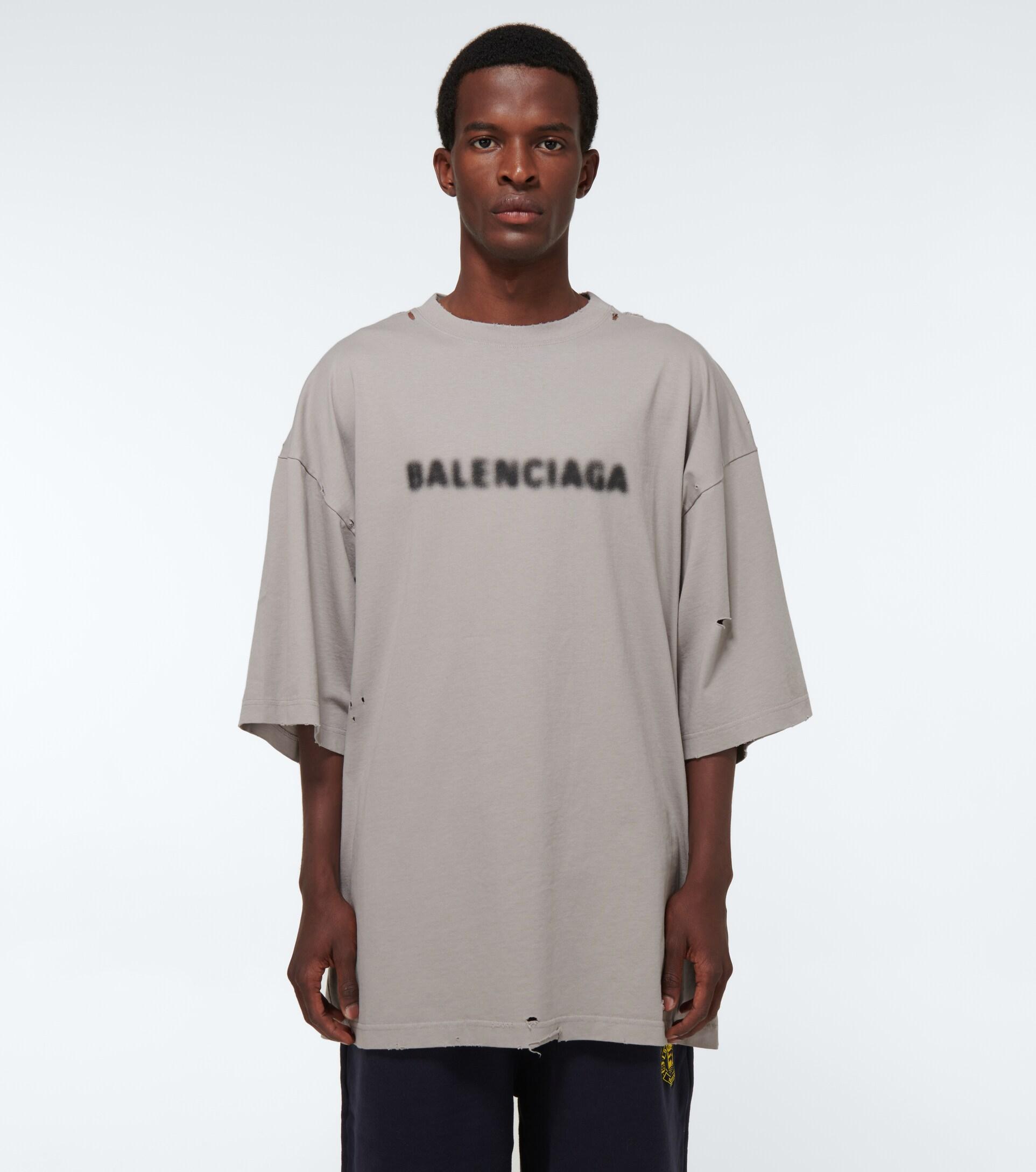 Balenciaga Blurred Logo Wide-fit T-shirt in Gray for Men | Lyst