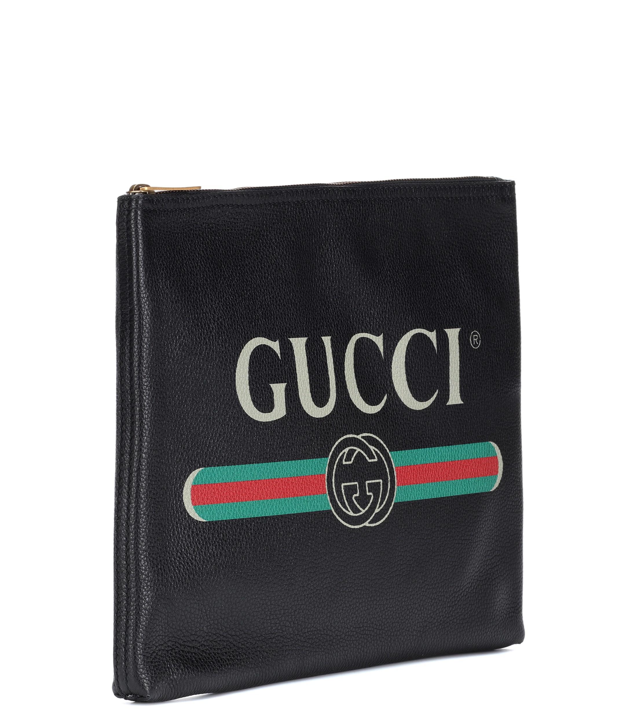 Gucci Print Leather Pouch in Black Leather (Black) Save 1 Lyst