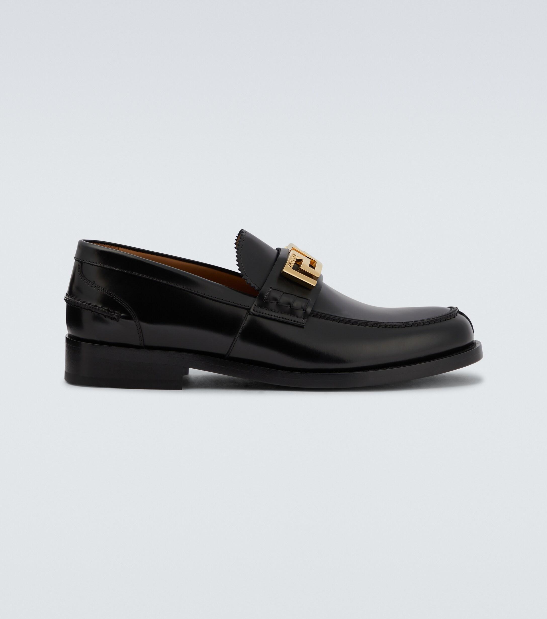 Versace La Greca Leather Loafers in Black for Men Lyst UK