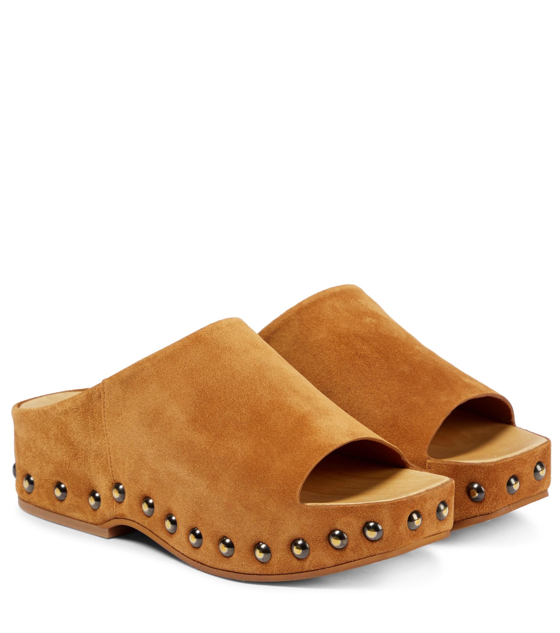 Robert Clergerie Mia Suede Clogs in Natural | Lyst