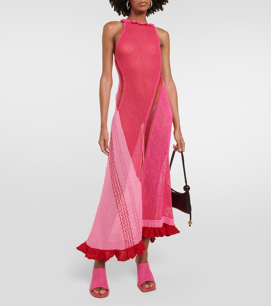 roberta einer pink dress Roberta Einer Halterneck Cotton Midi Dress in Pink