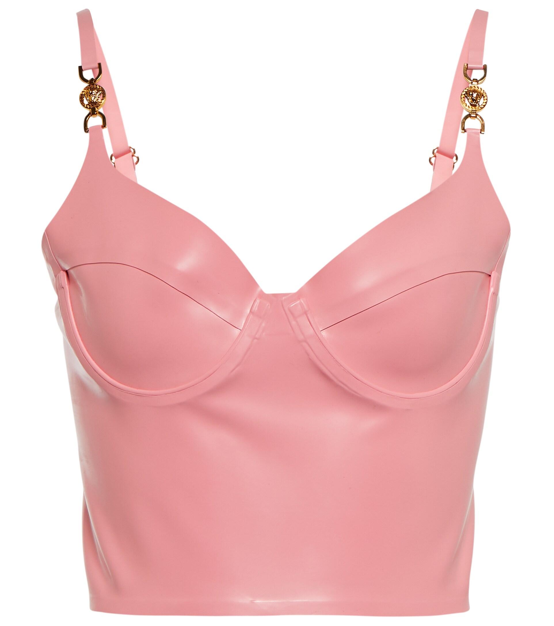 $1425 Versace Women's Pink Solid Medusa top Bra Crop Size 44