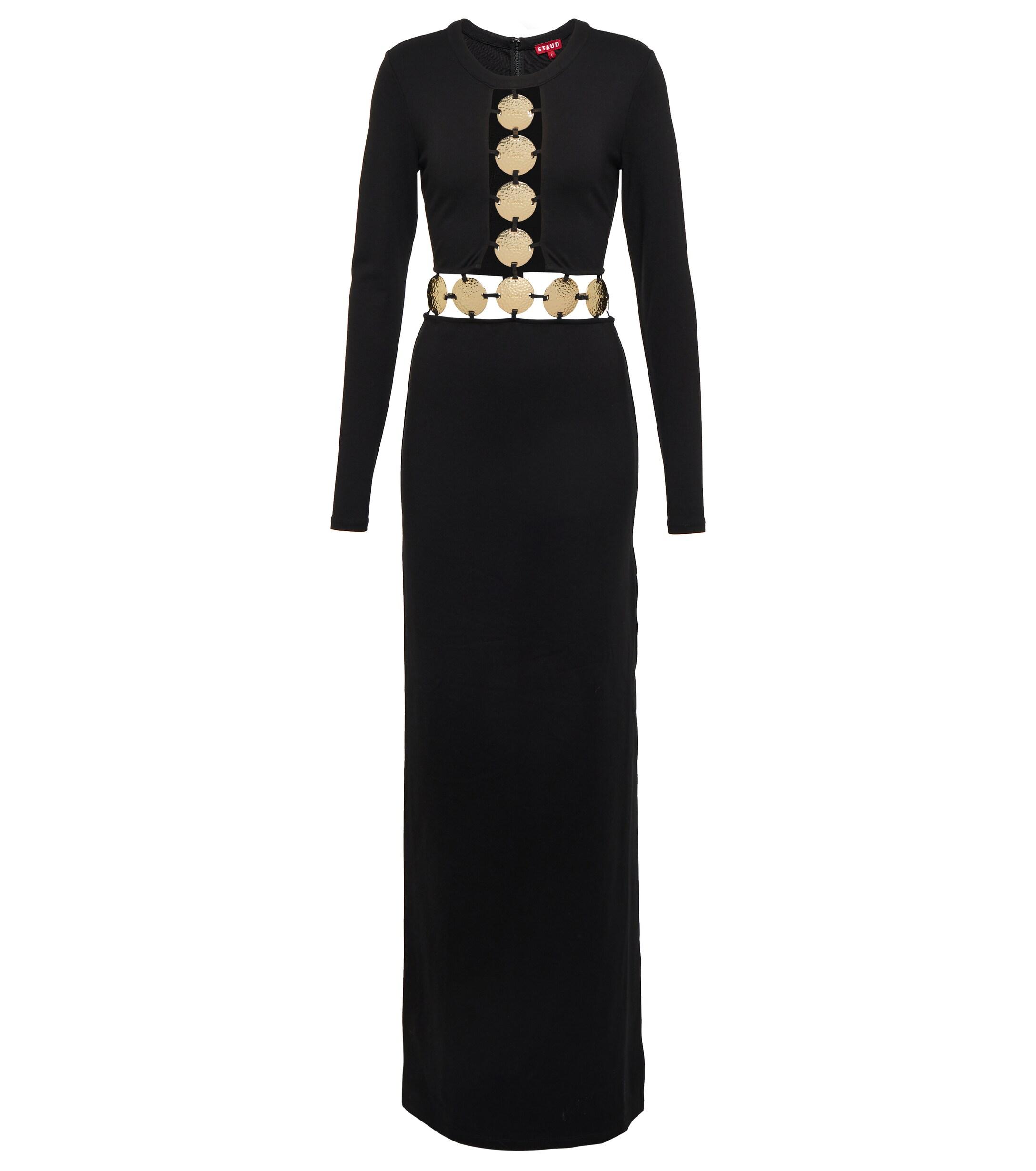 STAUD Synthetic Delphine Embellished Ponte Maxi Dress in Black | Lyst UK