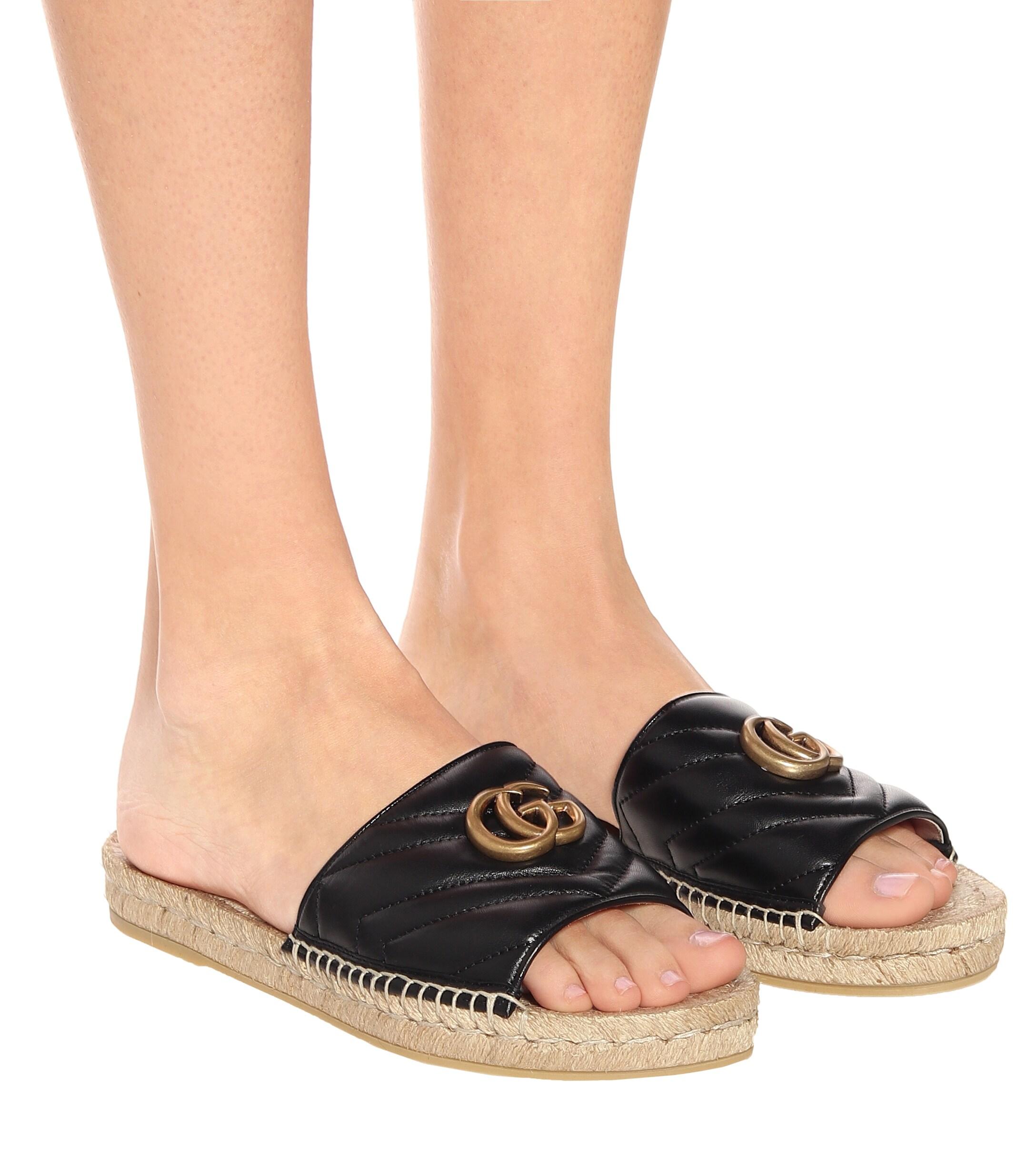 Gucci Pilar Espadrille Sandals in Black | Lyst