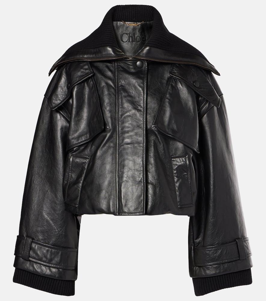 レザージャケット・コート Chloe SS25 Leather bomber jacket (CH25SCV11206 001) Chloé Cropped Leather Bomber Jacket in Black | Lyst