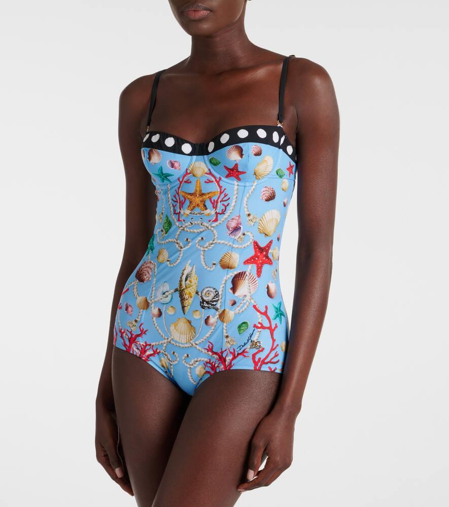 Dolce & Gabbana Capri Printed Swimsuit in Blue | Lyst