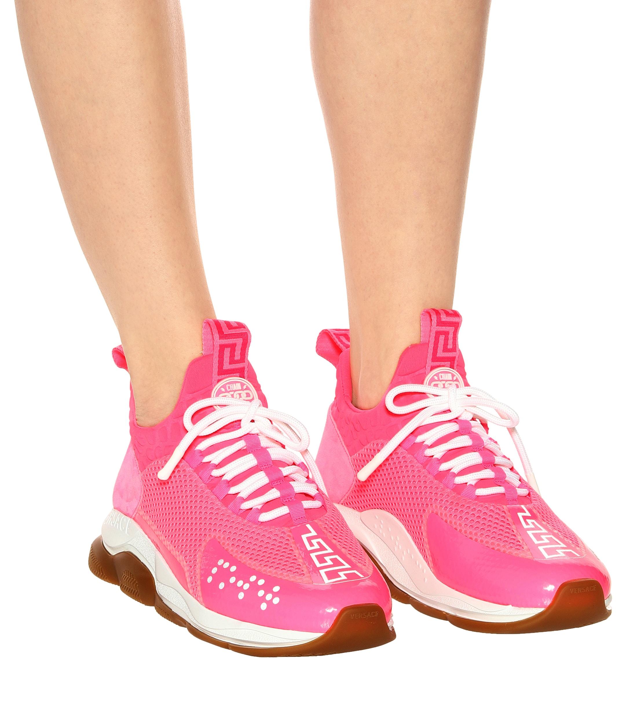Baskets Cross Chainer Synthetique Versace En Coloris Rose Lyst
