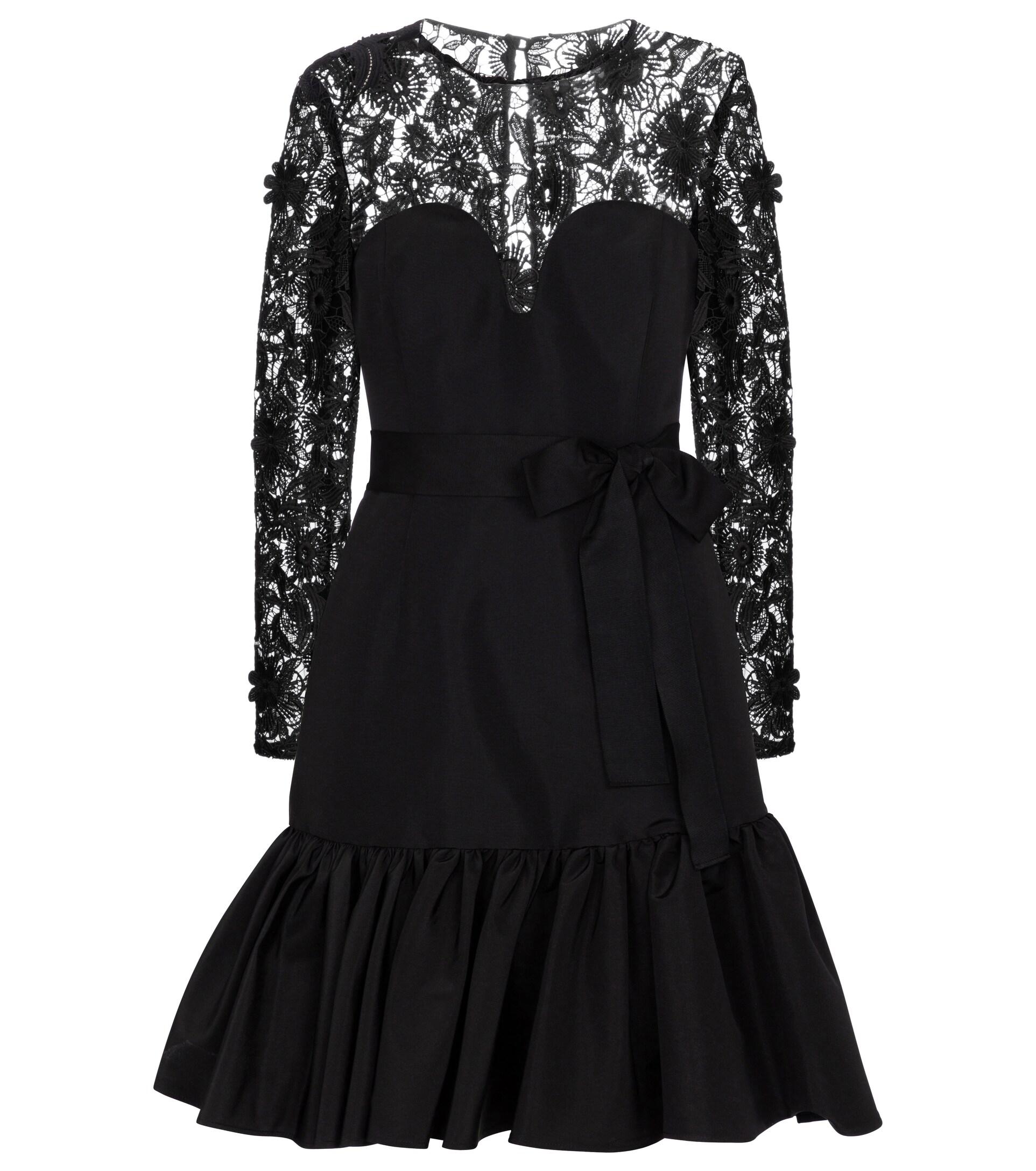 Carolina Herrera Lace-trimmed Silk Taffeta Minidress in Black | Lyst