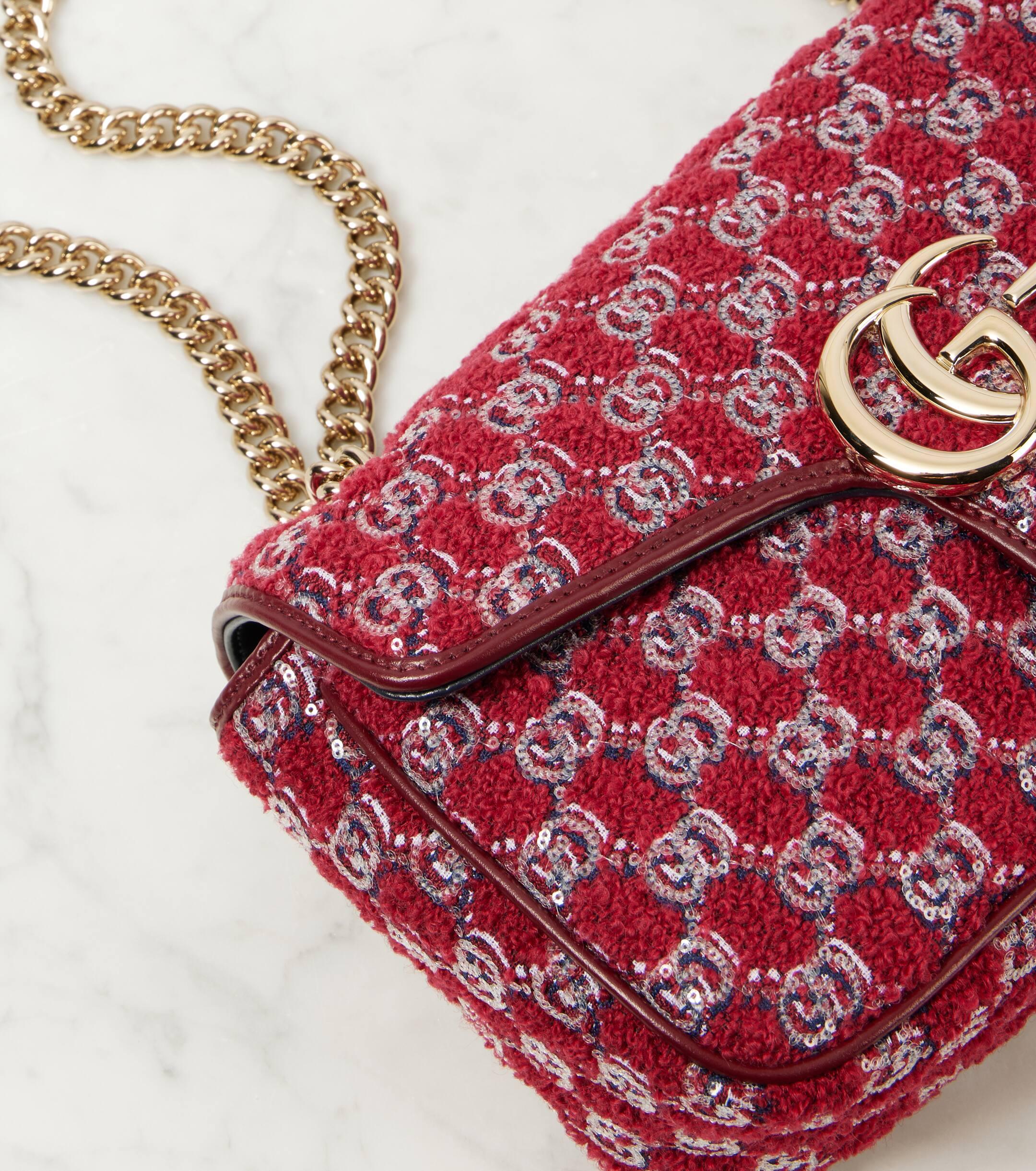 Gucci GG Marmont Medium Boucle Shoulder Bag in Red Lyst UK