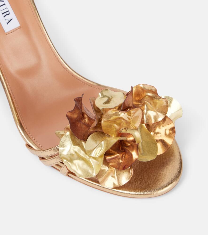 【AQUAZZURRA】BROWN LEATHER SANDALS Aquazzura Tequila 85 Embellished Leather Sandals in Brown | Lyst