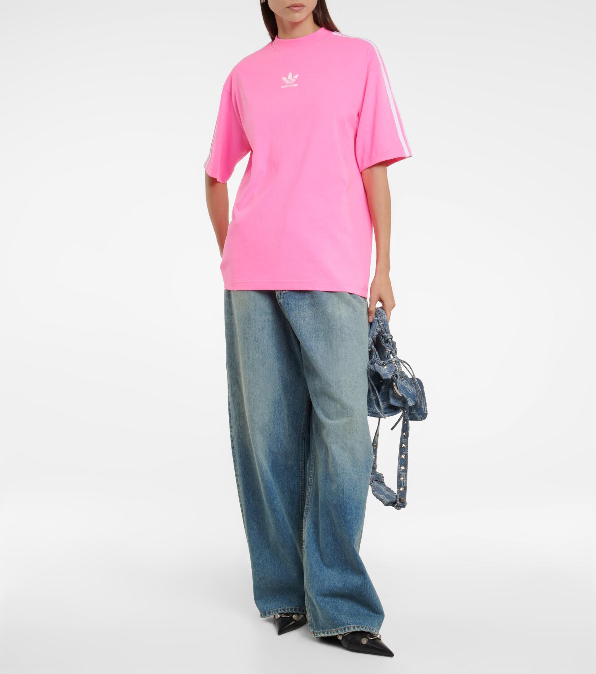 Balenciaga X Adidas Logo Cotton T-shirt in Pink | Lyst