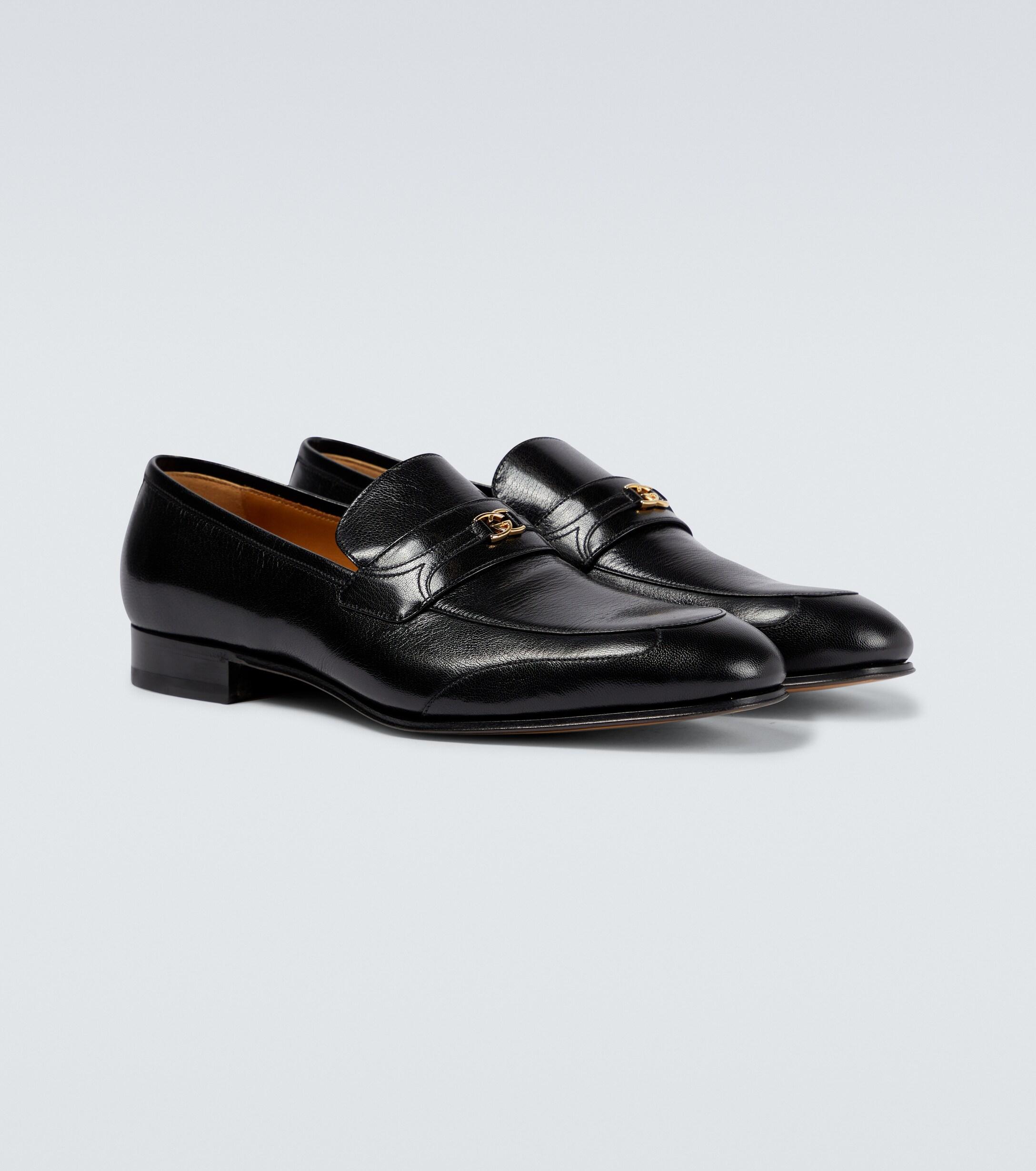 Gucci Interlocking G Leather Loafers in Black for Men | Lyst