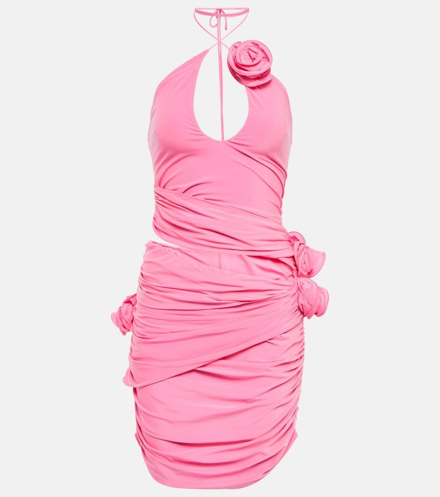 magda butrym draped satin jersey mini dress Floral-appliquéd Cutout Stretch-jersey Halterneck in Pink red sequin maxi dress New Year’s Eve