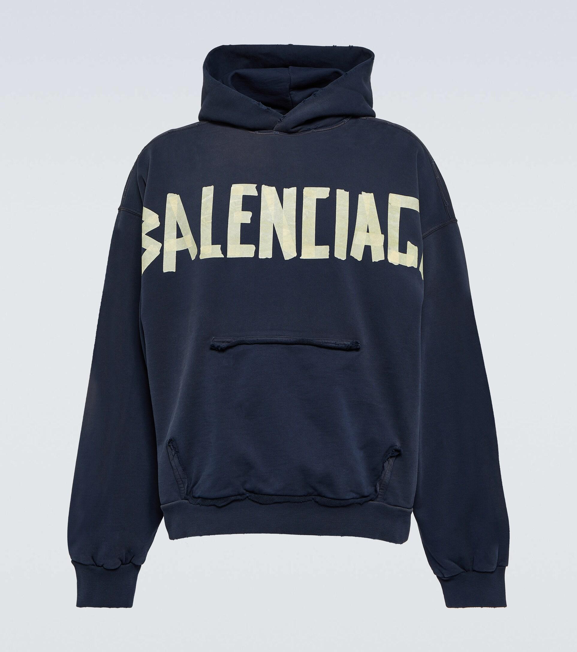 Balenciaga Tape Type Distressed Hoodie in Blue for Men | Lyst
