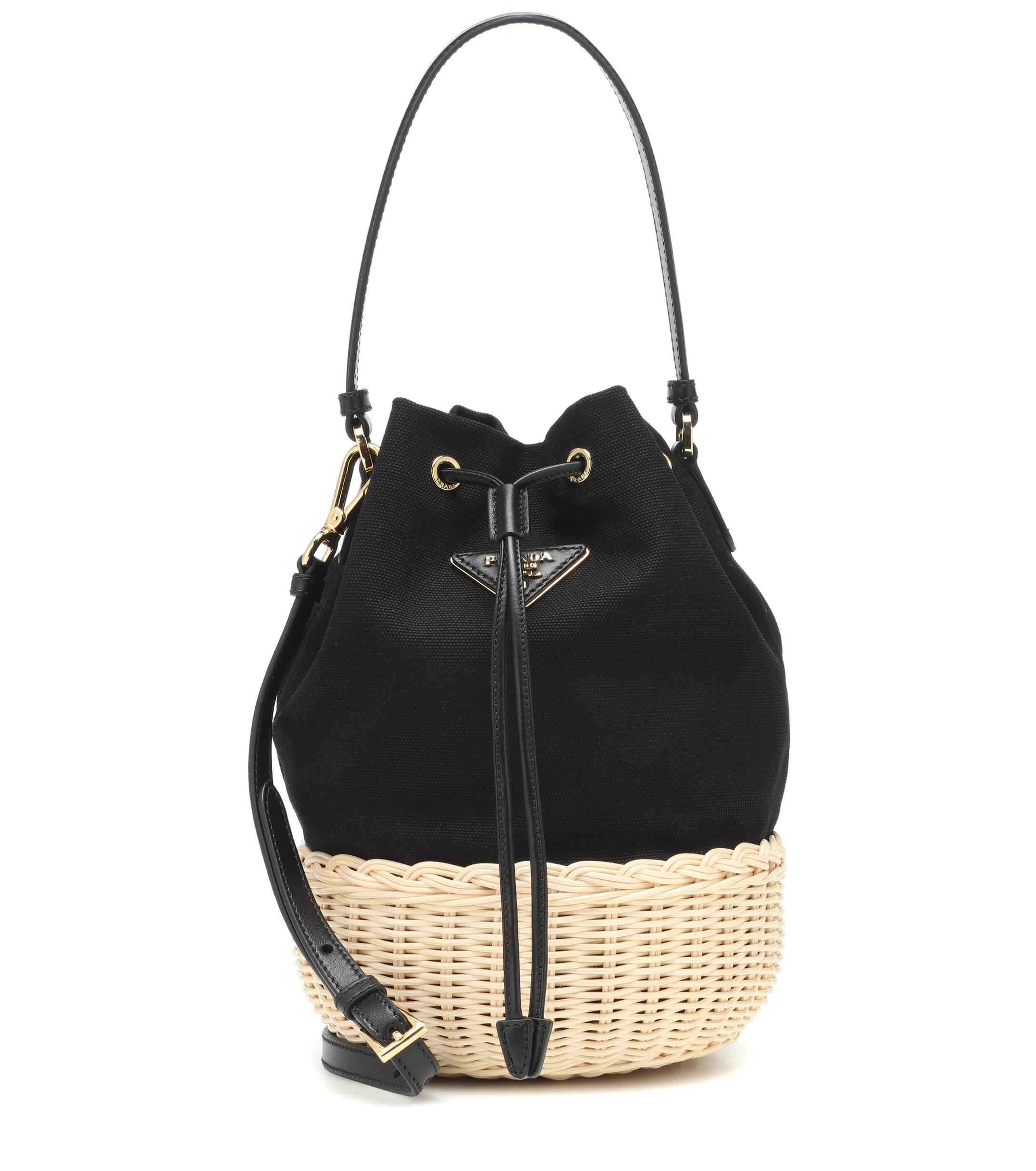 prada wicker bucket bag