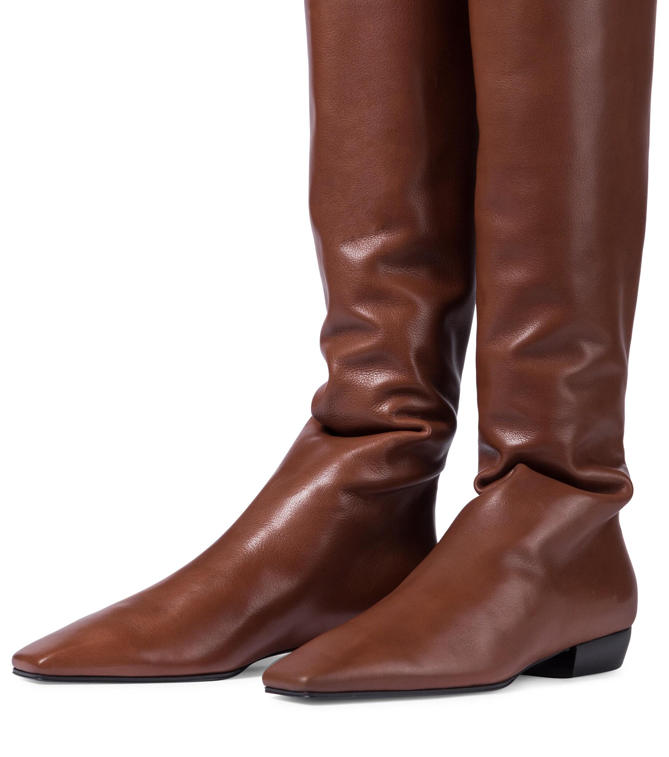 slouchy leather knee high boots