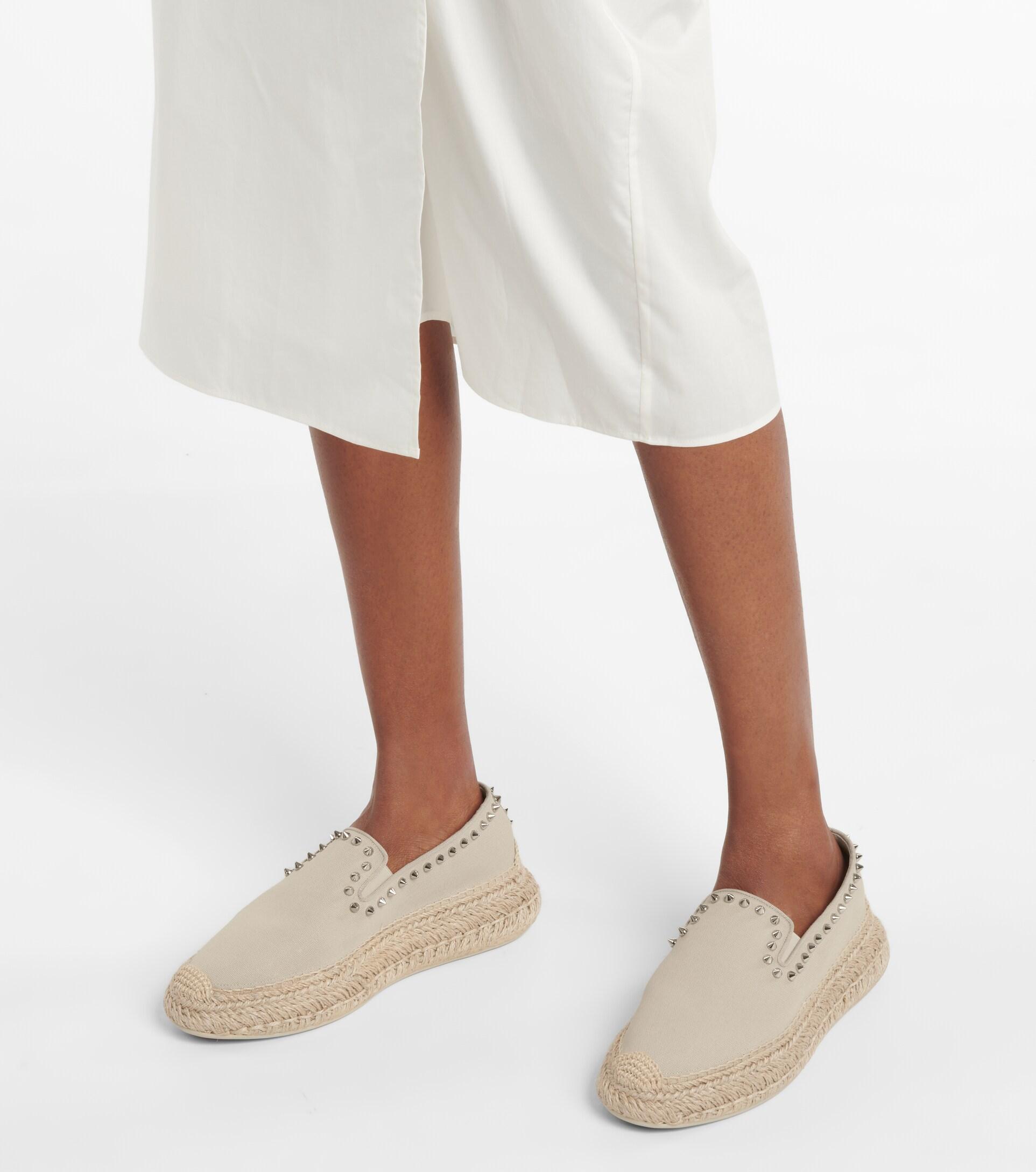 Christian Louboutin Espaboat Studded Canvas Espadrilles in Natural | Lyst