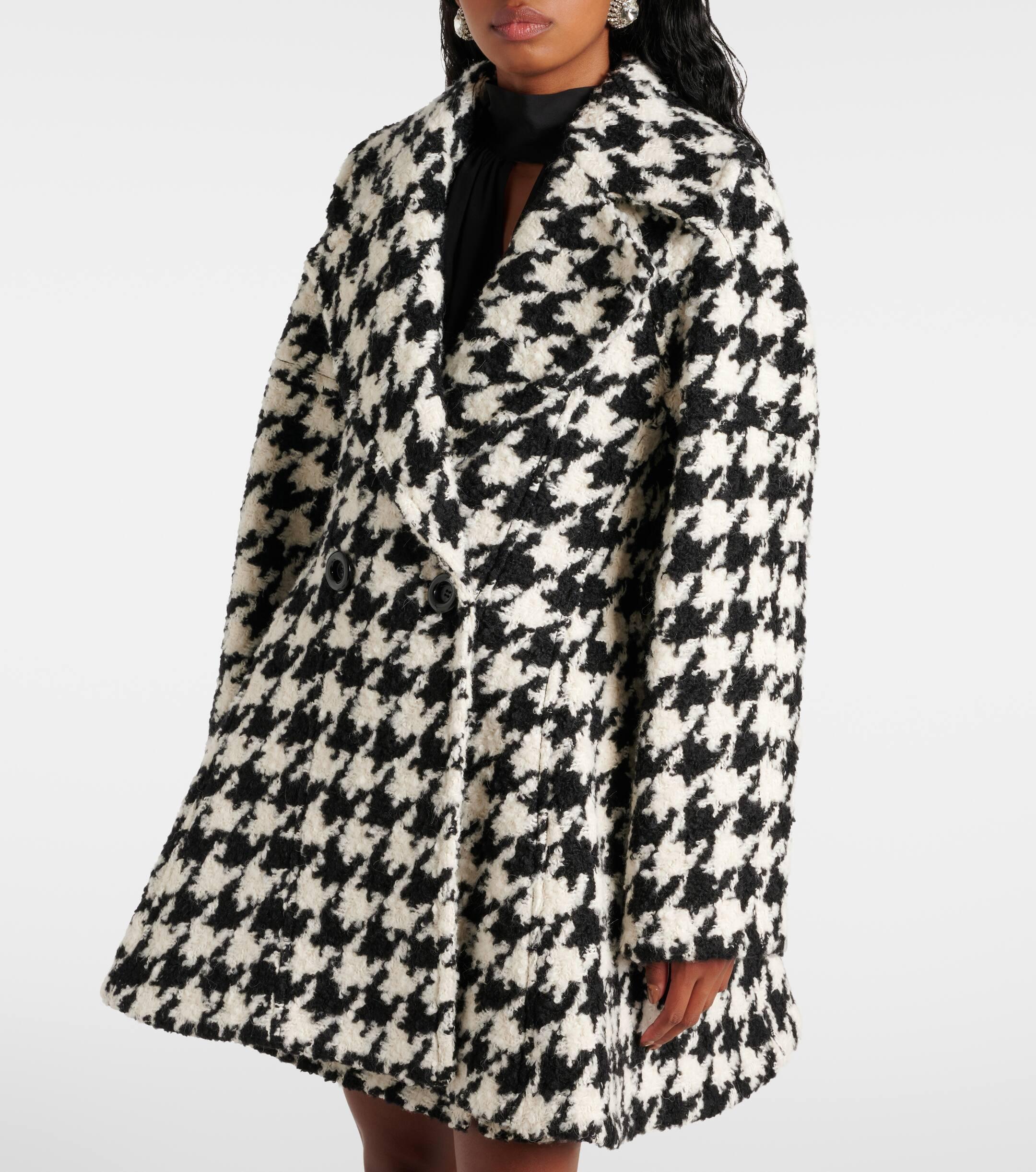 Nina Ricci Houndstooth Double Breasted Coat in Black Lyst UK