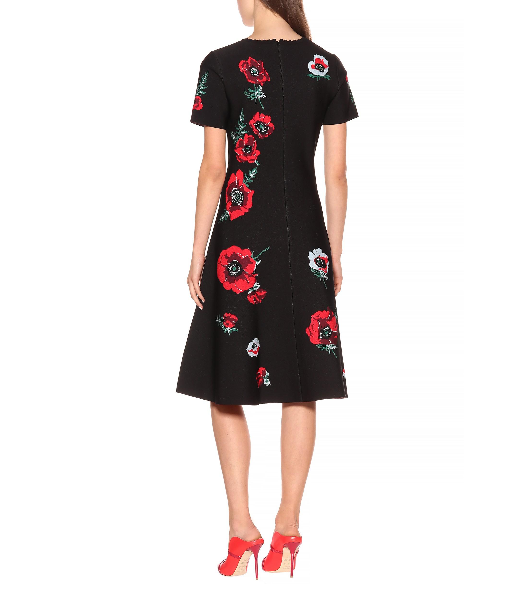 black dress with poppies