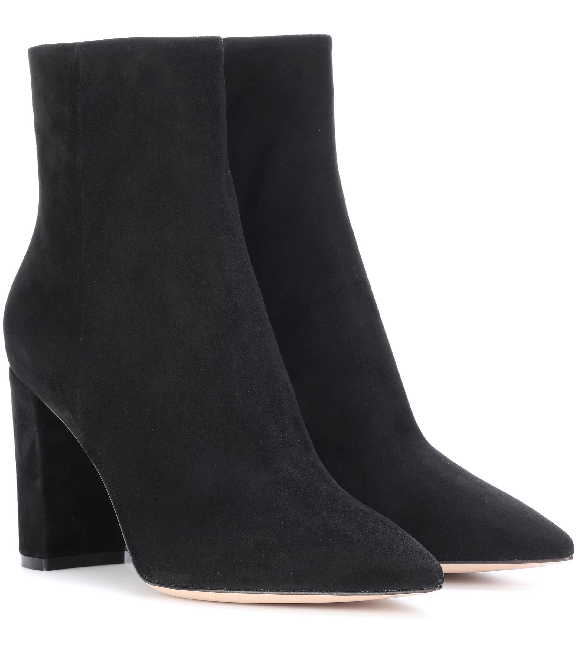 Gianvito Rossi Piper 85 Suede Ankle Boots in Black - Lyst