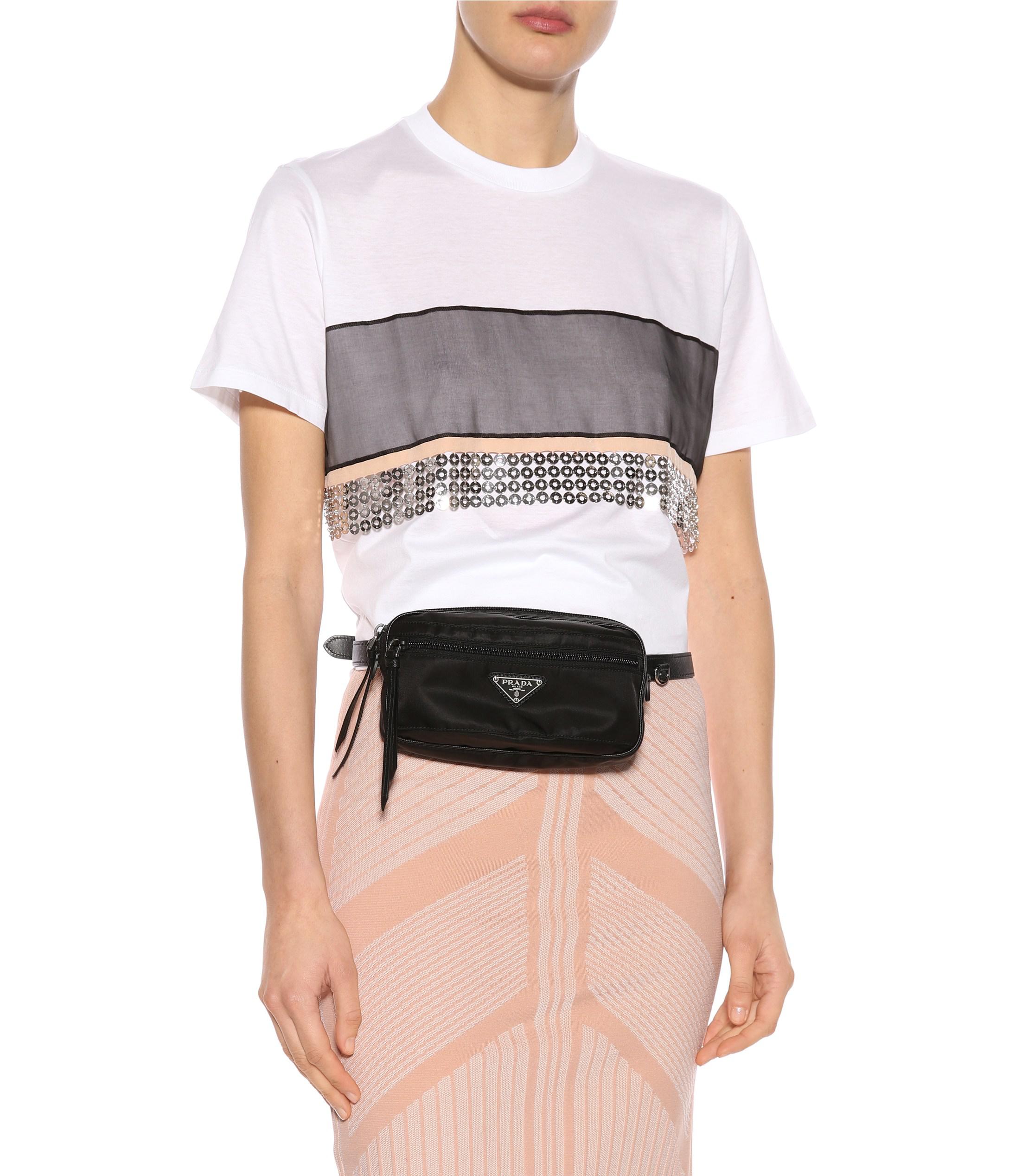 prada leather trimmed belt bag