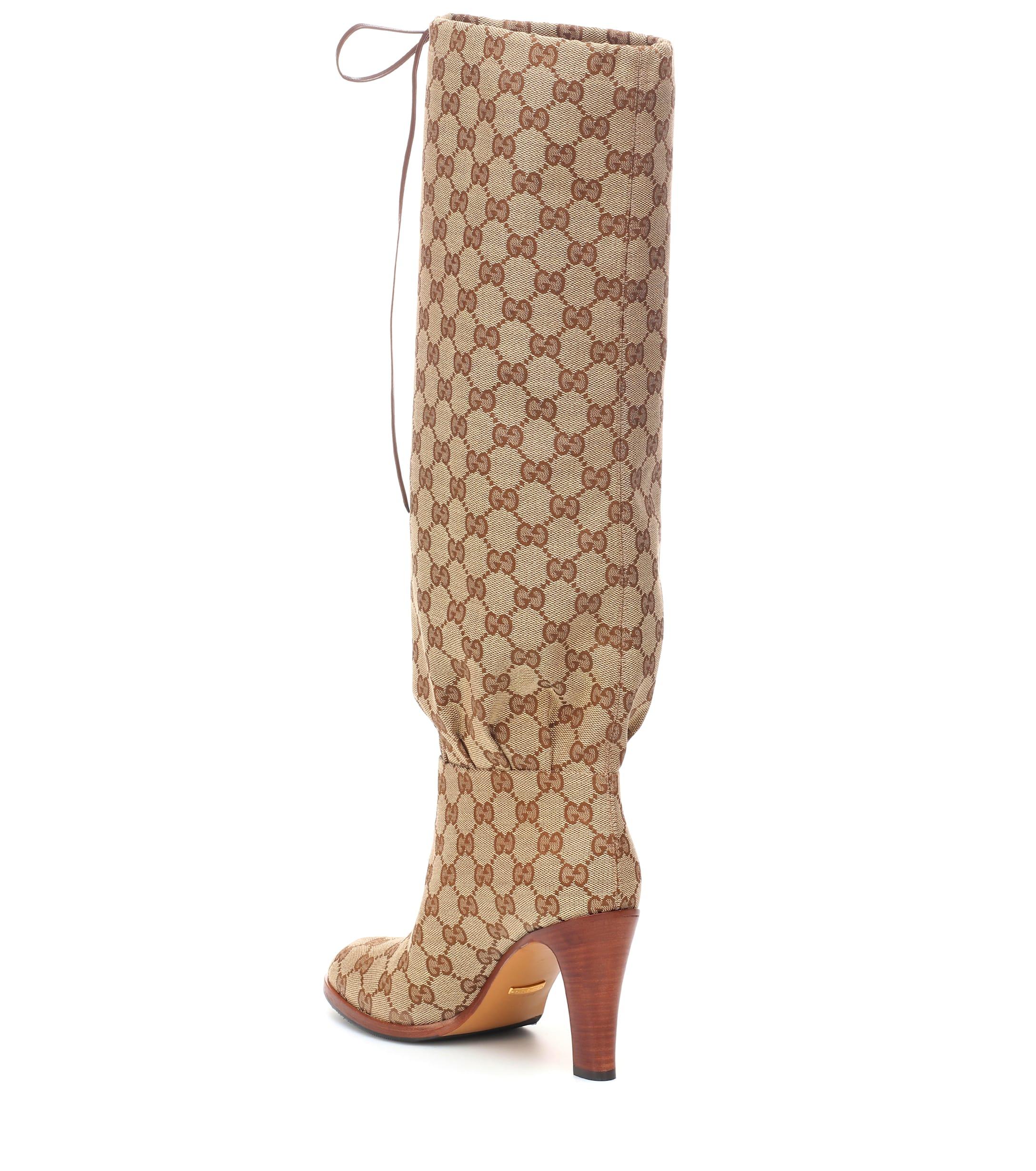 Gucci GG Canvas Knee-high Boots in Beige (Natural) - Lyst
