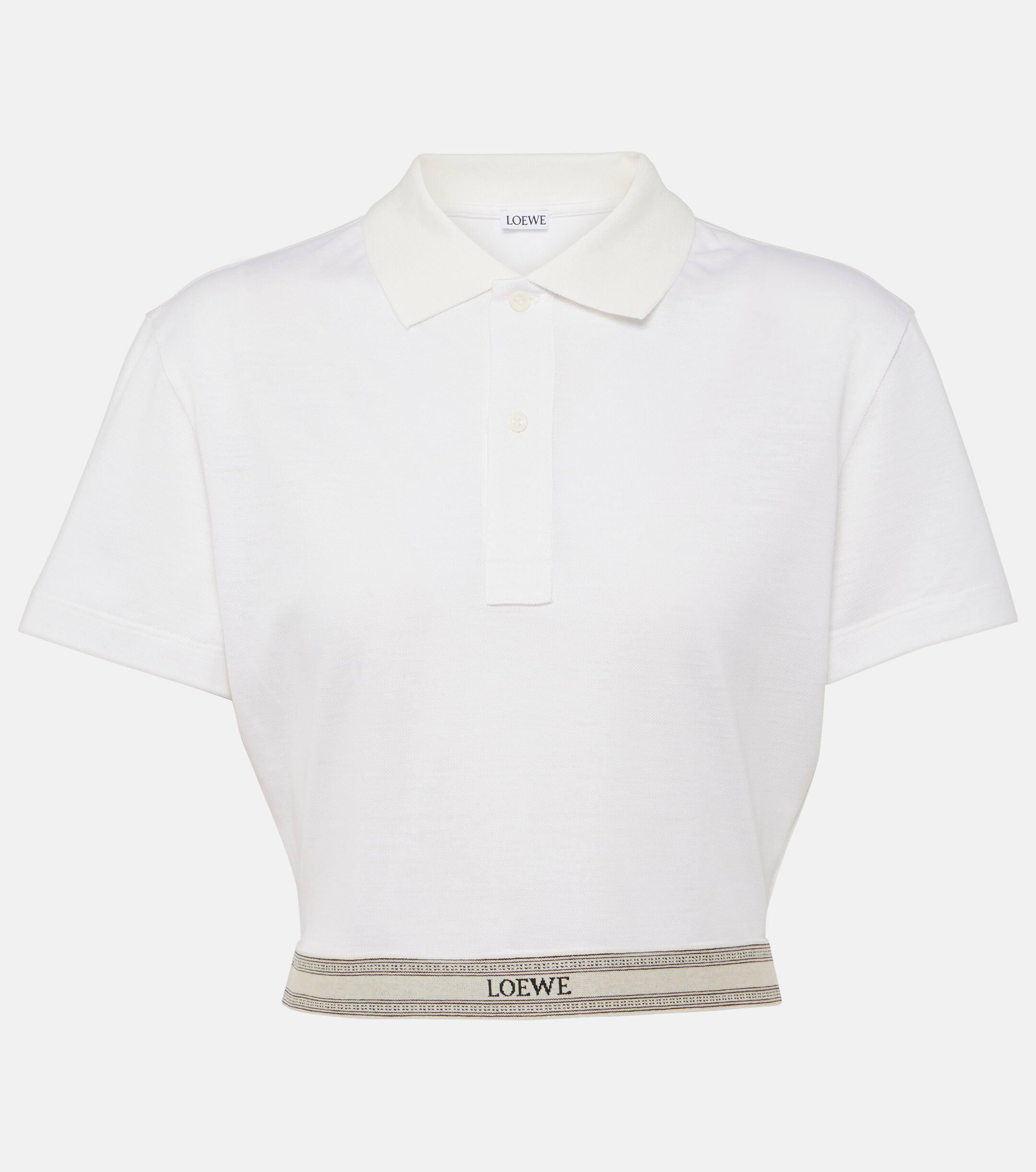 Loewe Cropped Cotton Polo Shirt in White | Lyst UK