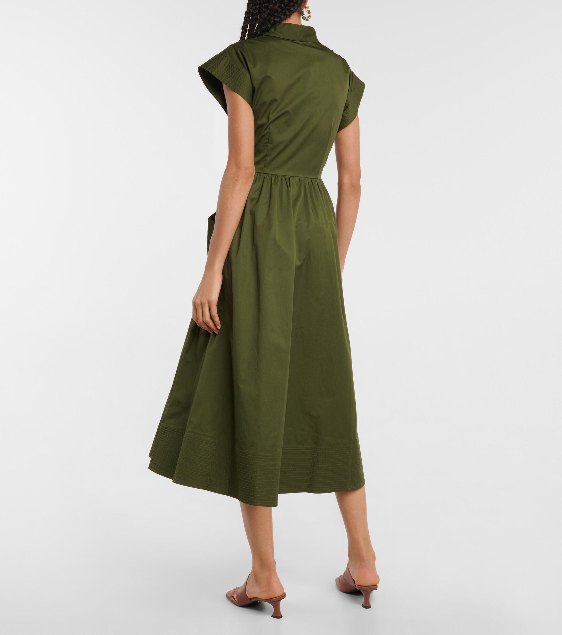 Womens Dresses Co Dresses Cotton Essentials Poplin Midi Dress in Green Co 