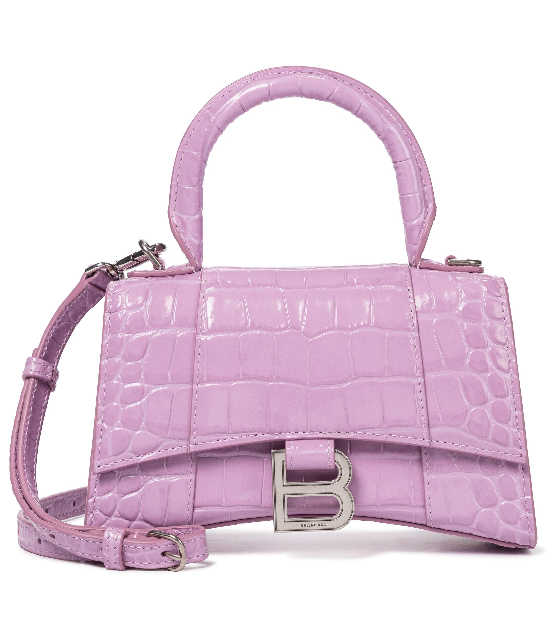 Balenciaga Hourglass Xs Leather Crossbody Bag in Purple | Lyst